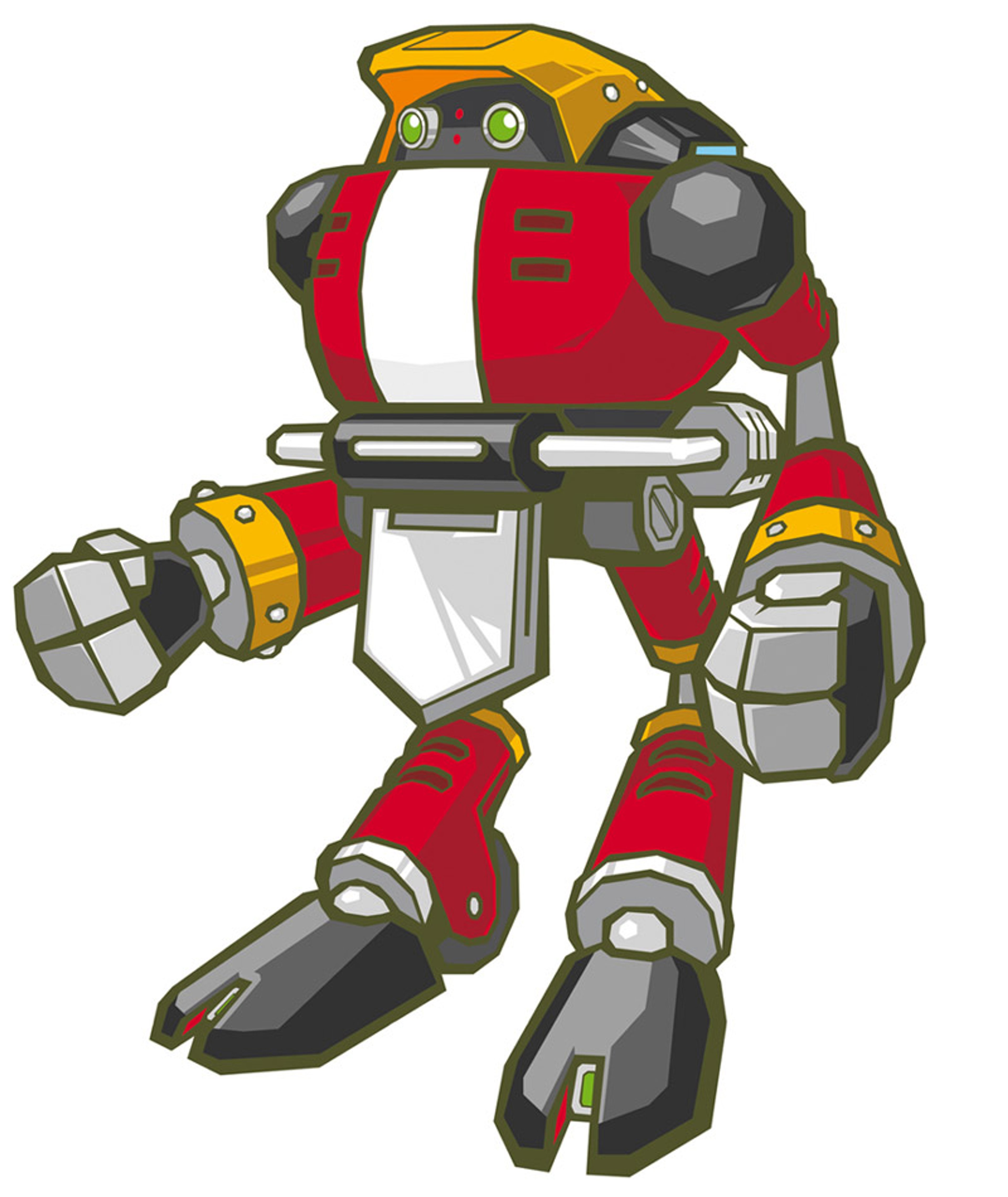 A detailed illustration of the combat robot character Chaos Gamma from the Sonic the Hedgehog universe.