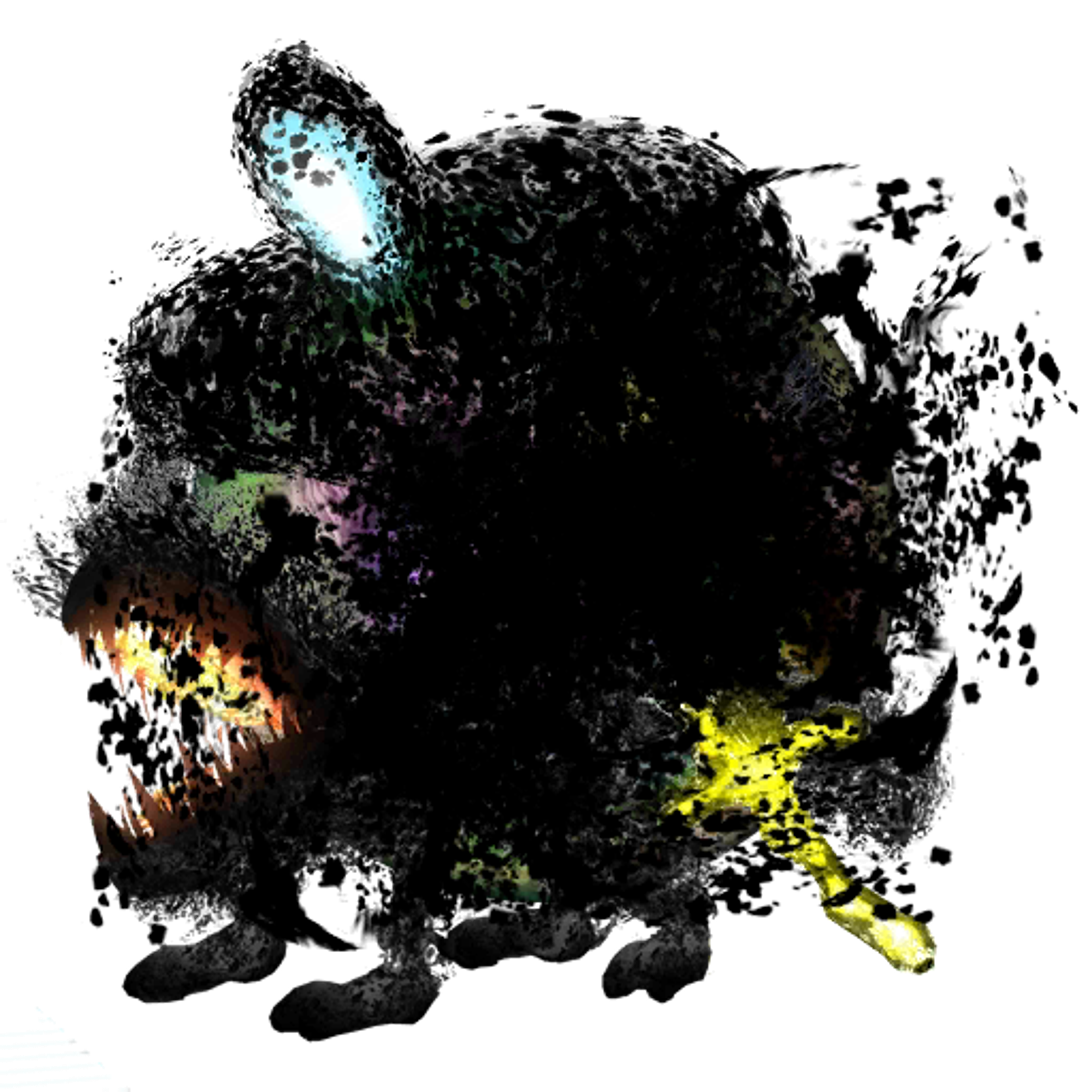 A swirling mass of dark particles representing the mysterious entity known as Master Core from the Super Smash Bros. video game series.
