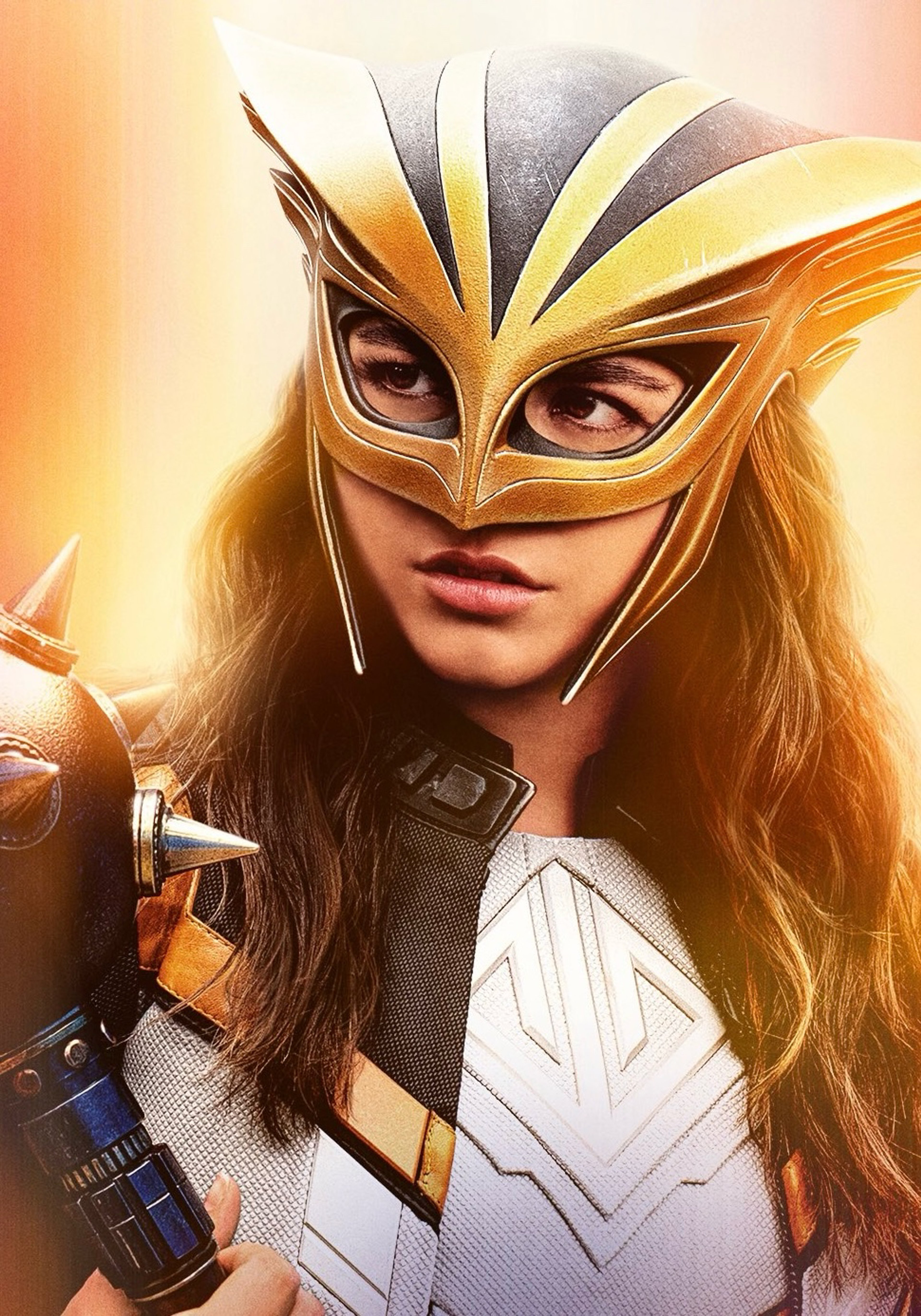 Hawkgirl, winged superhero in yellow suit