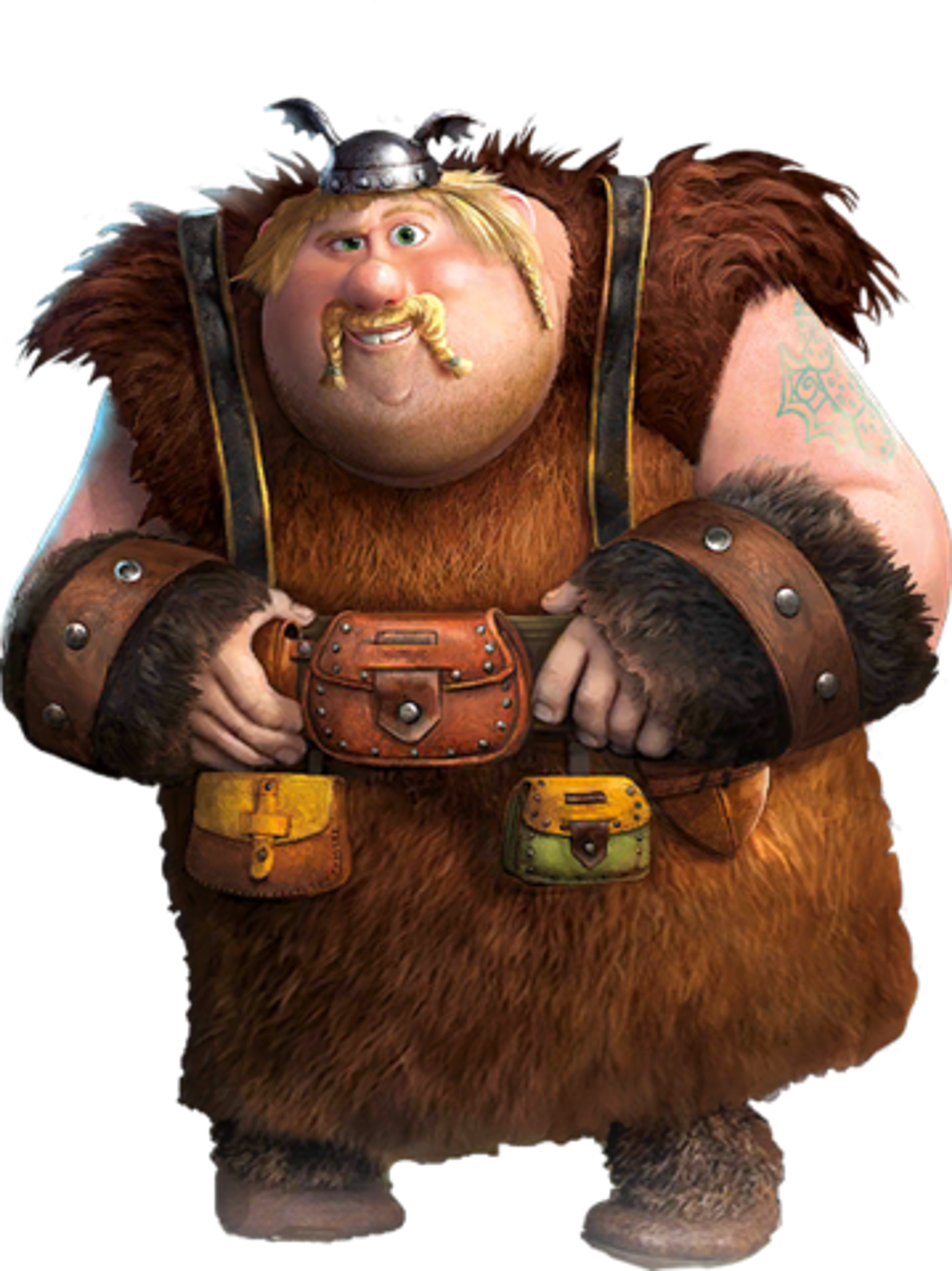 A large, friendly-looking Viking character with a round face and bushy eyebrows