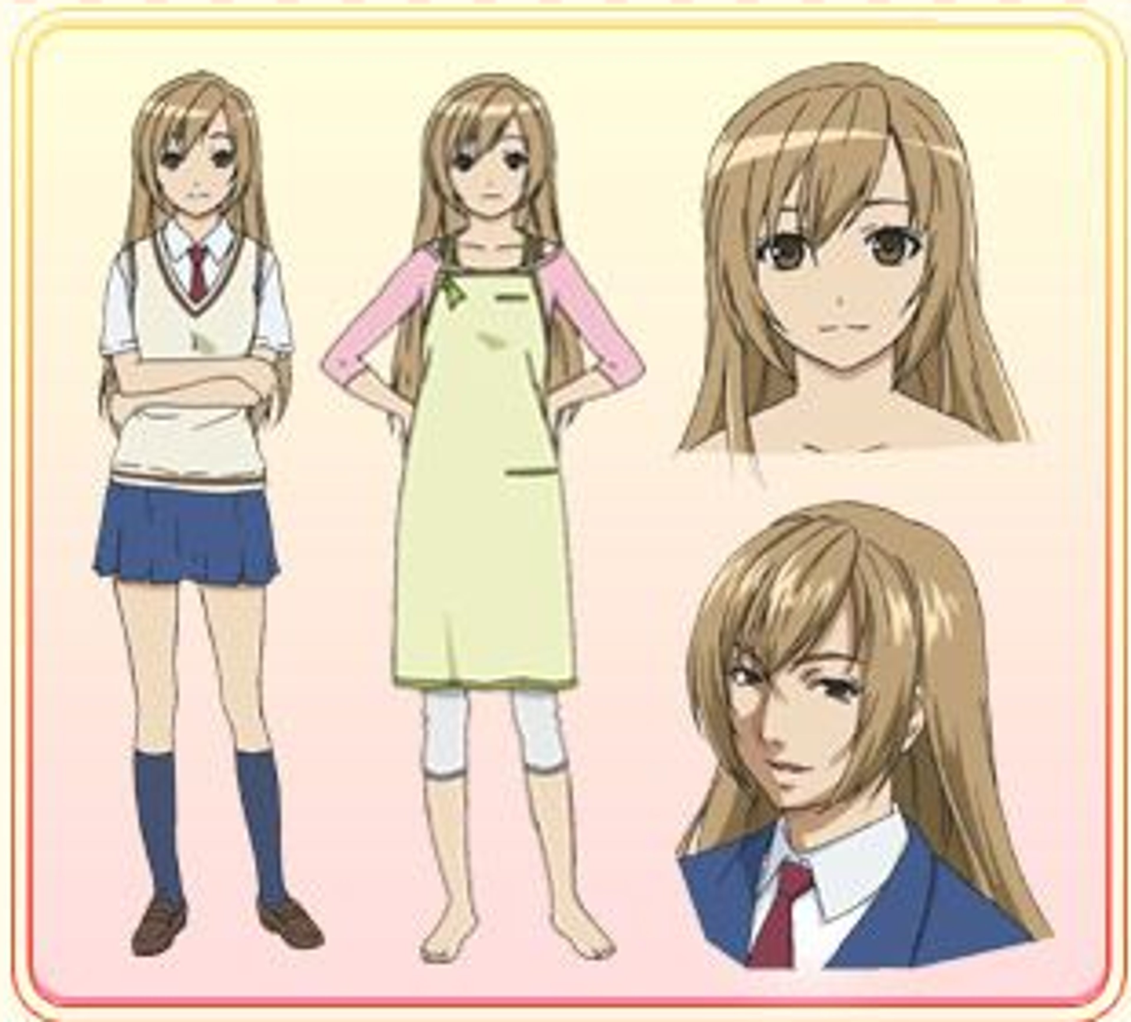 Three anime-style female characters in school uniforms