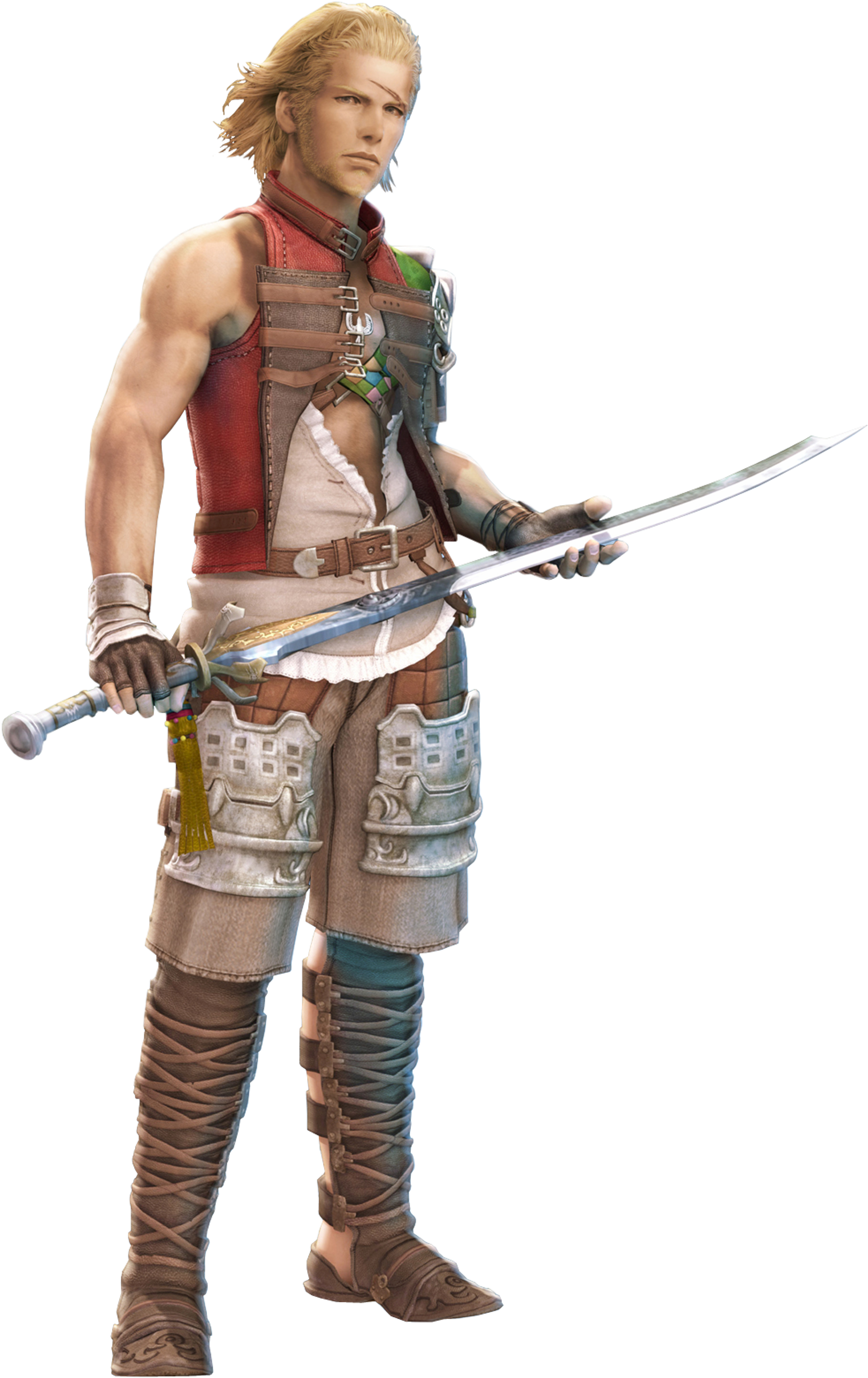 A muscular male character with a scar on his face, holding a large sword