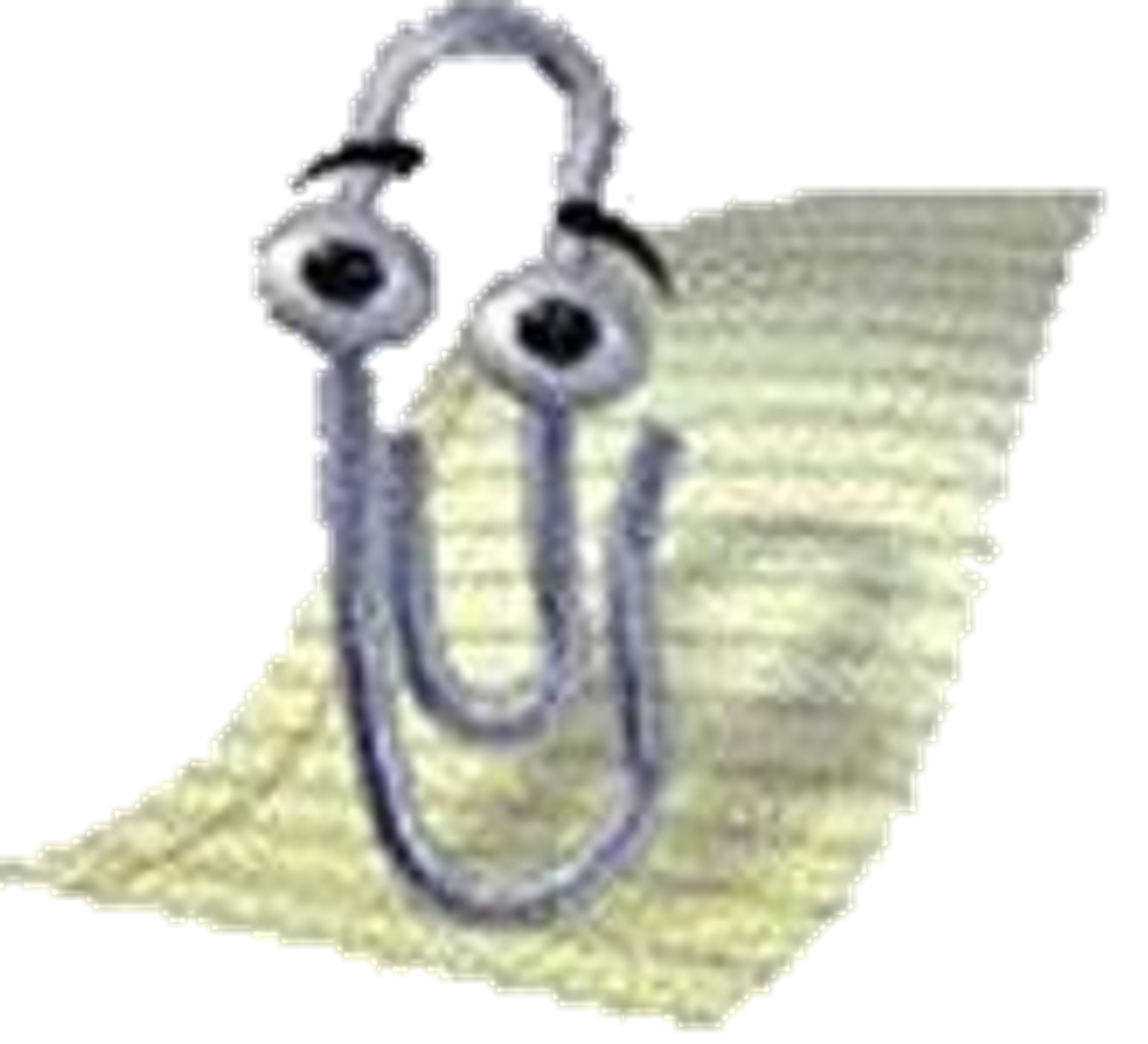 An animated paperclip character with large googly eyes and thin eyebrows, designed to assist with Microsoft Office tasks.
