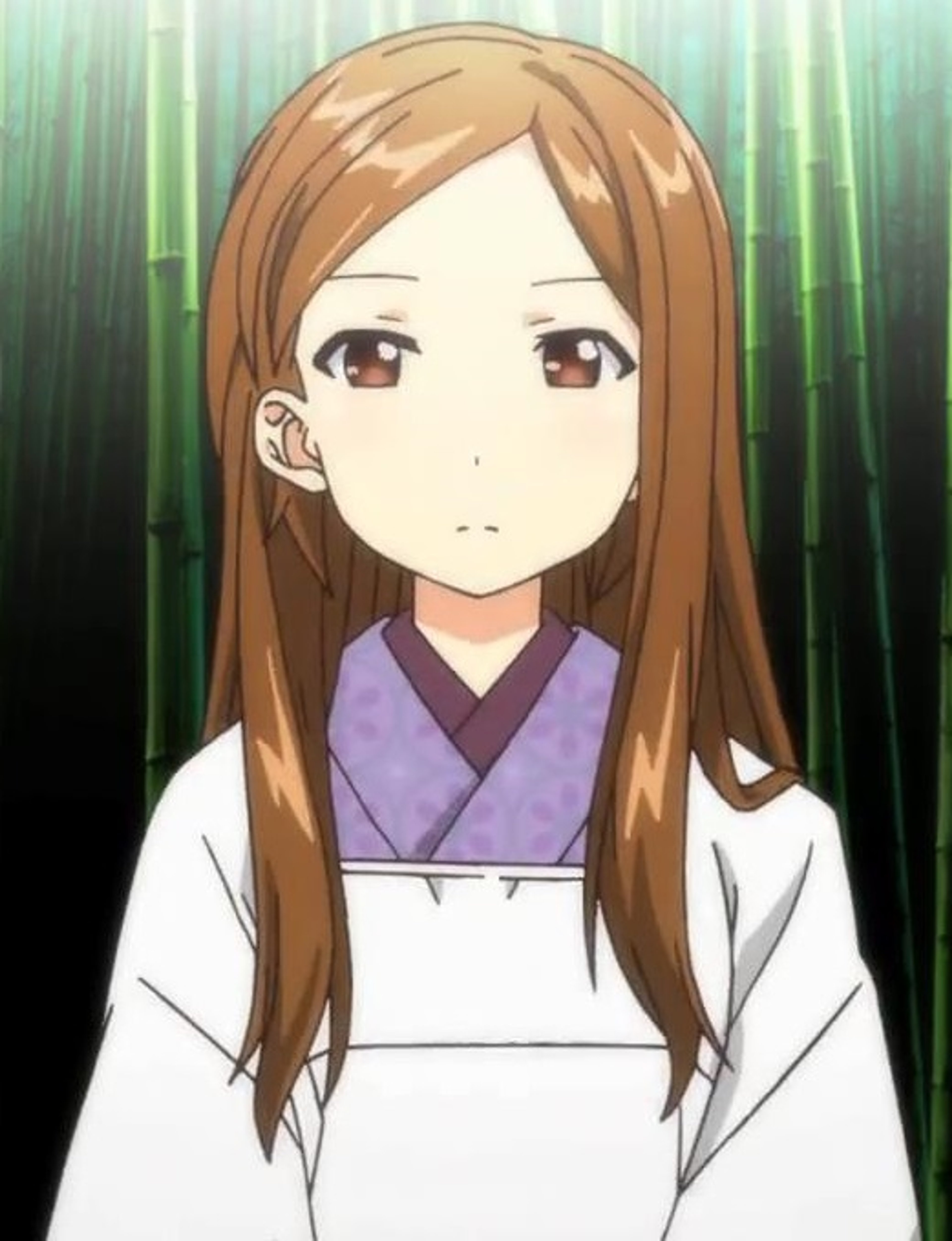 A young woman in a maid uniform with a gentle expression