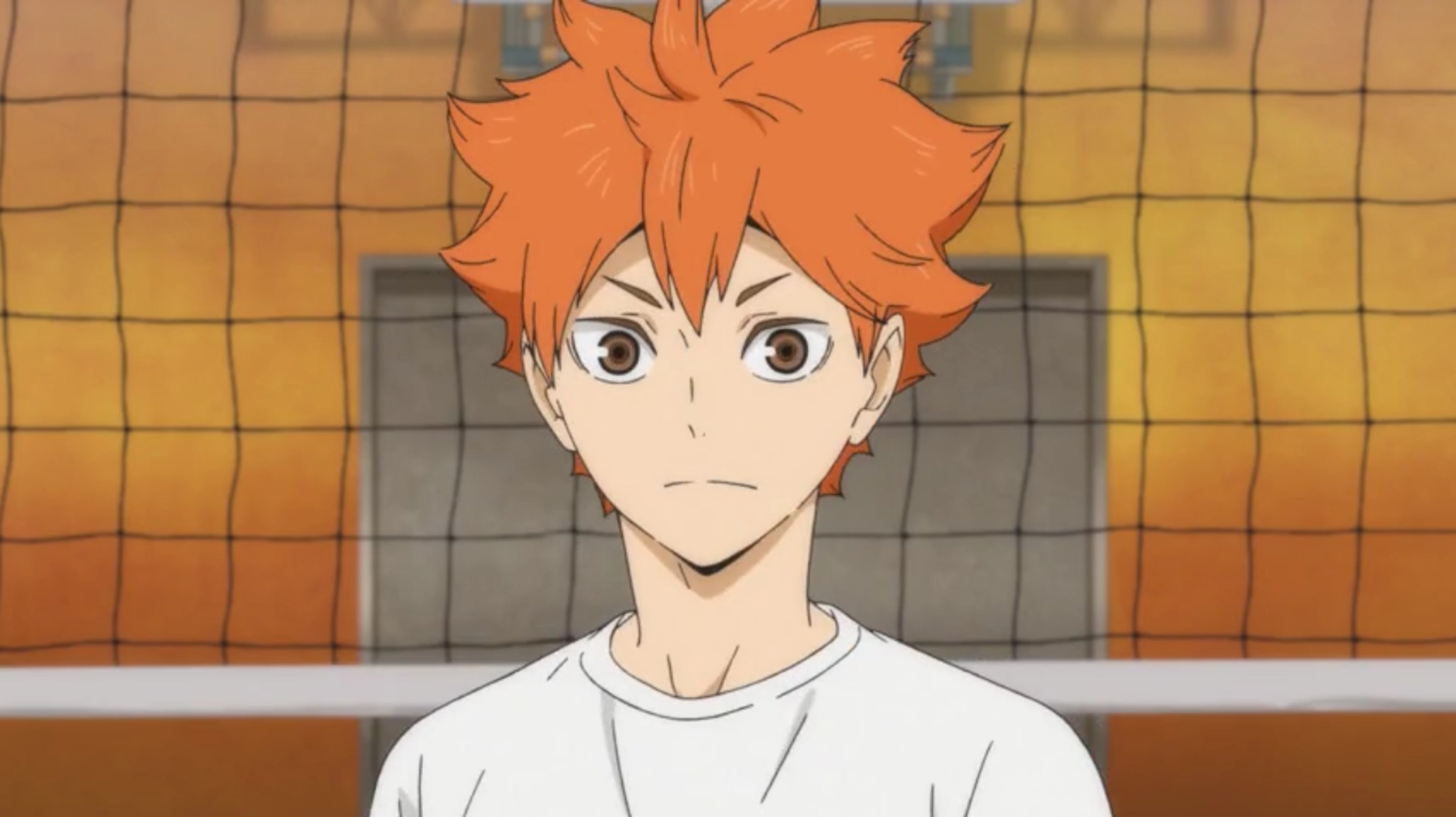 Shōyō Hinata, a short volleyball player with orange hair