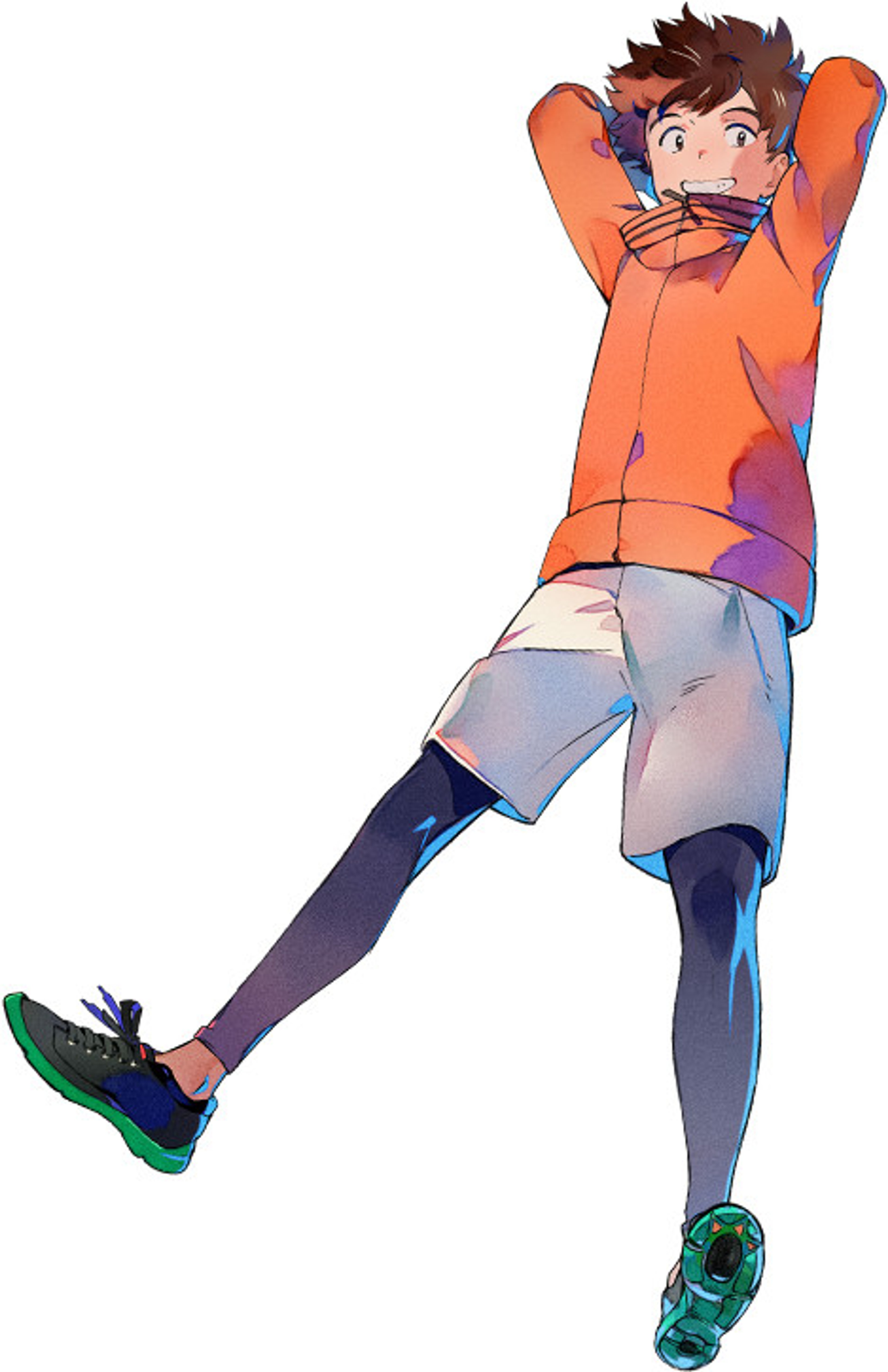 An anime-style character of a friendly, optimistic middle school boy