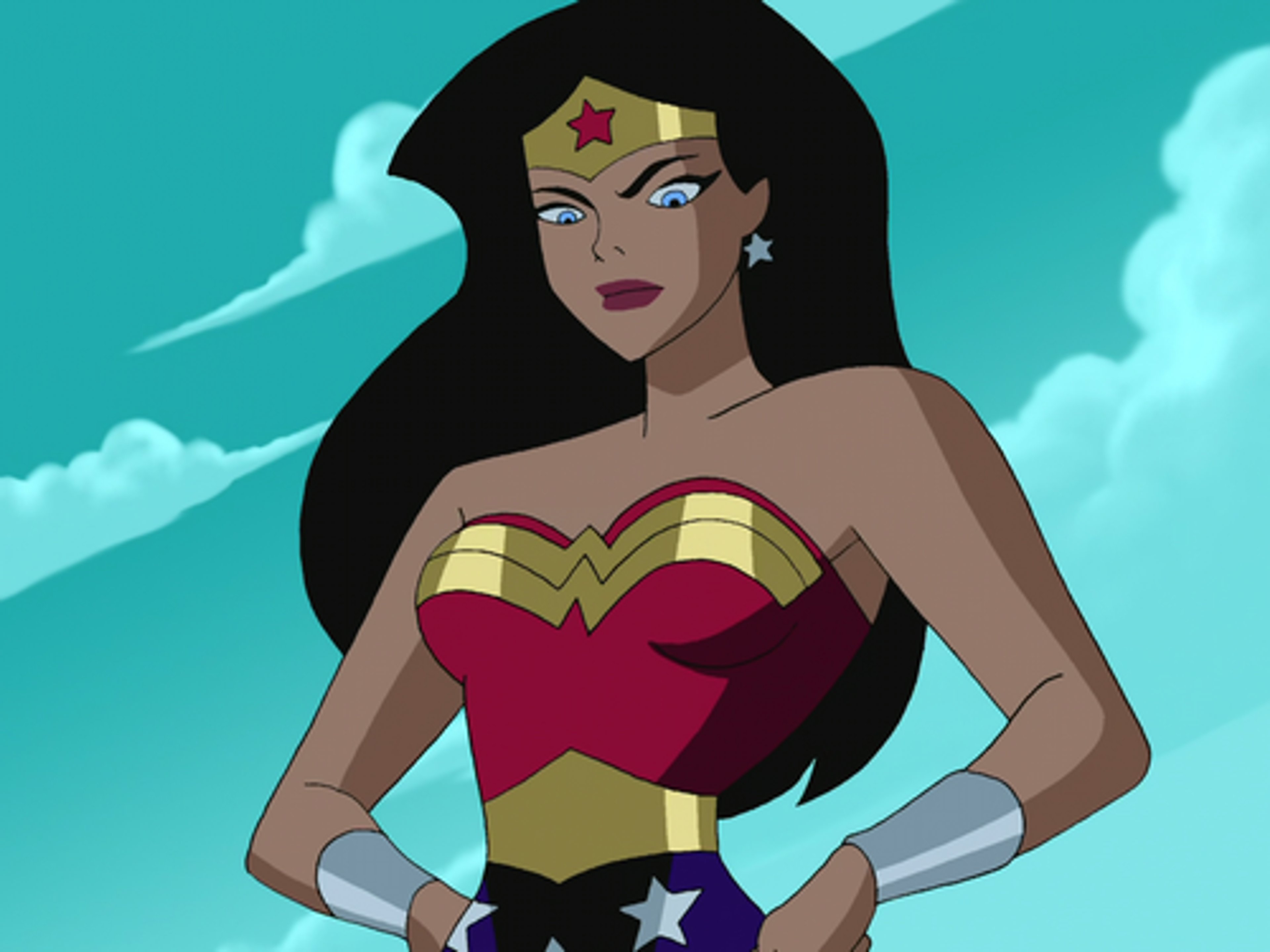 Wonder Woman, a powerful Amazon warrior princess, standing in a heroic pose.