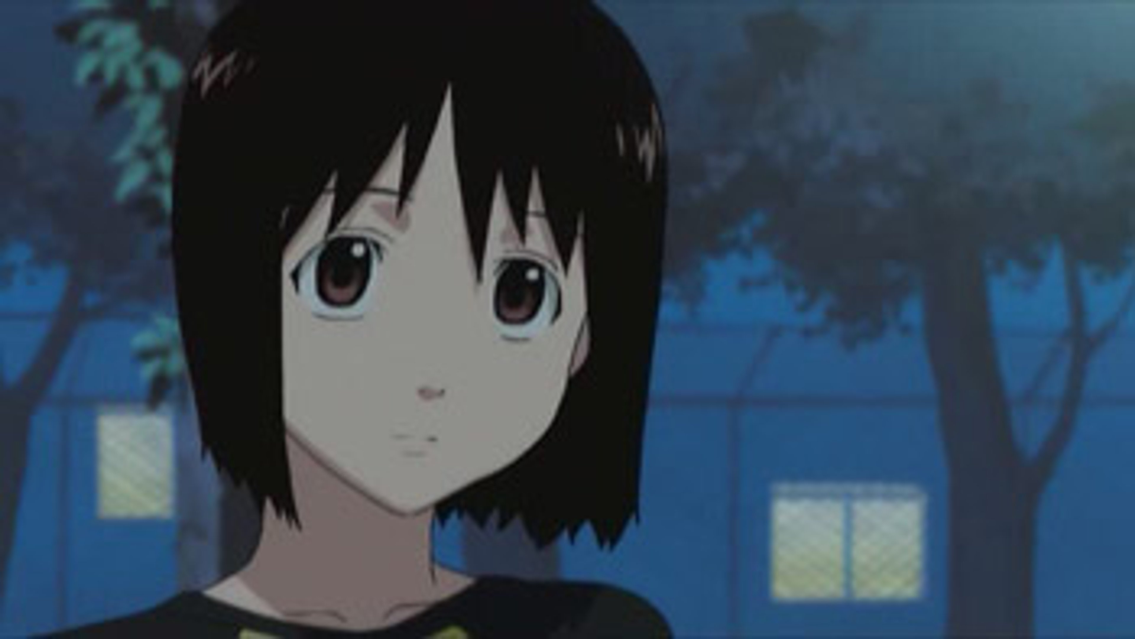 An anime-style character with short dark hair and large eyes