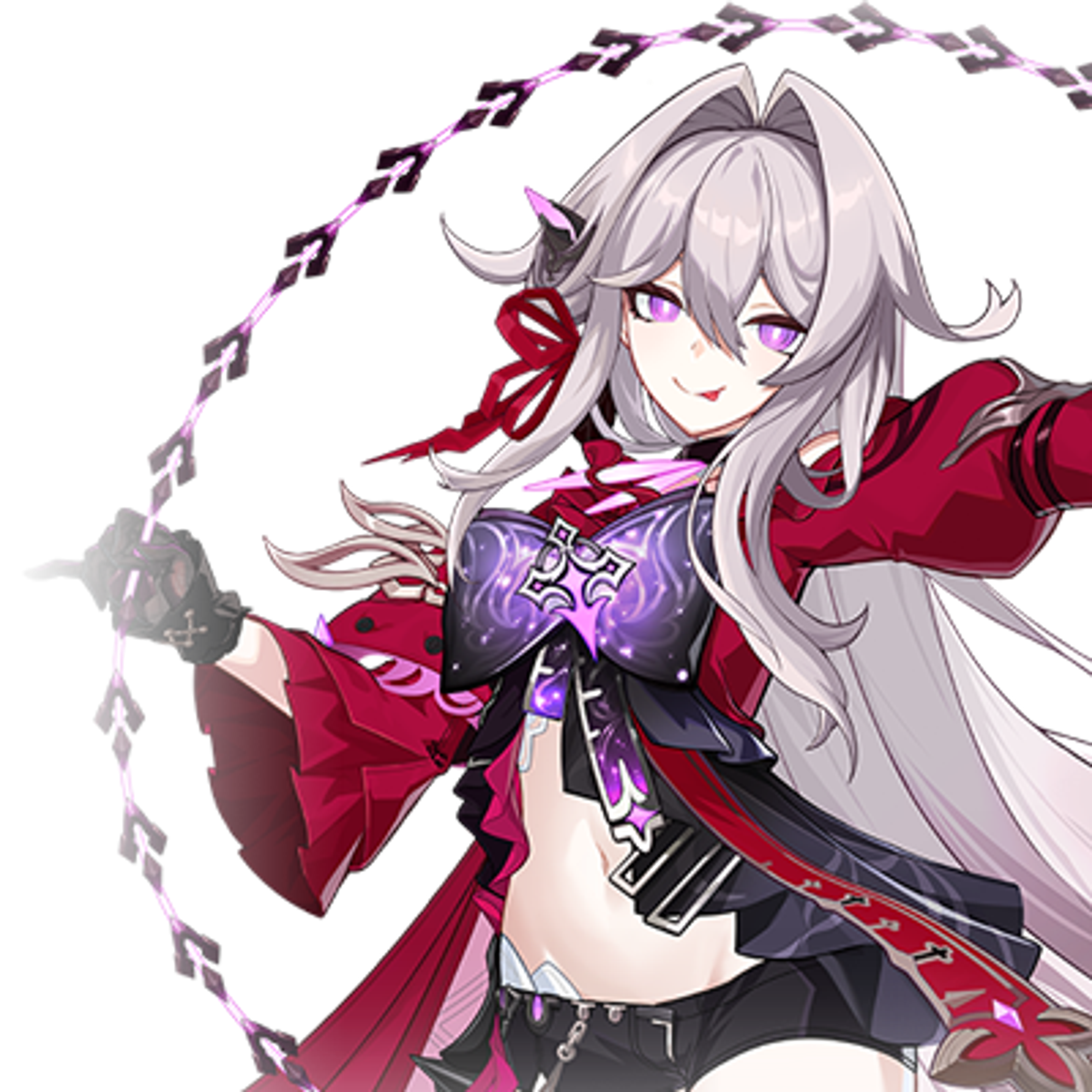 A female valkyrie character with silver-white hair and green eyes, wielding a chained weapon.