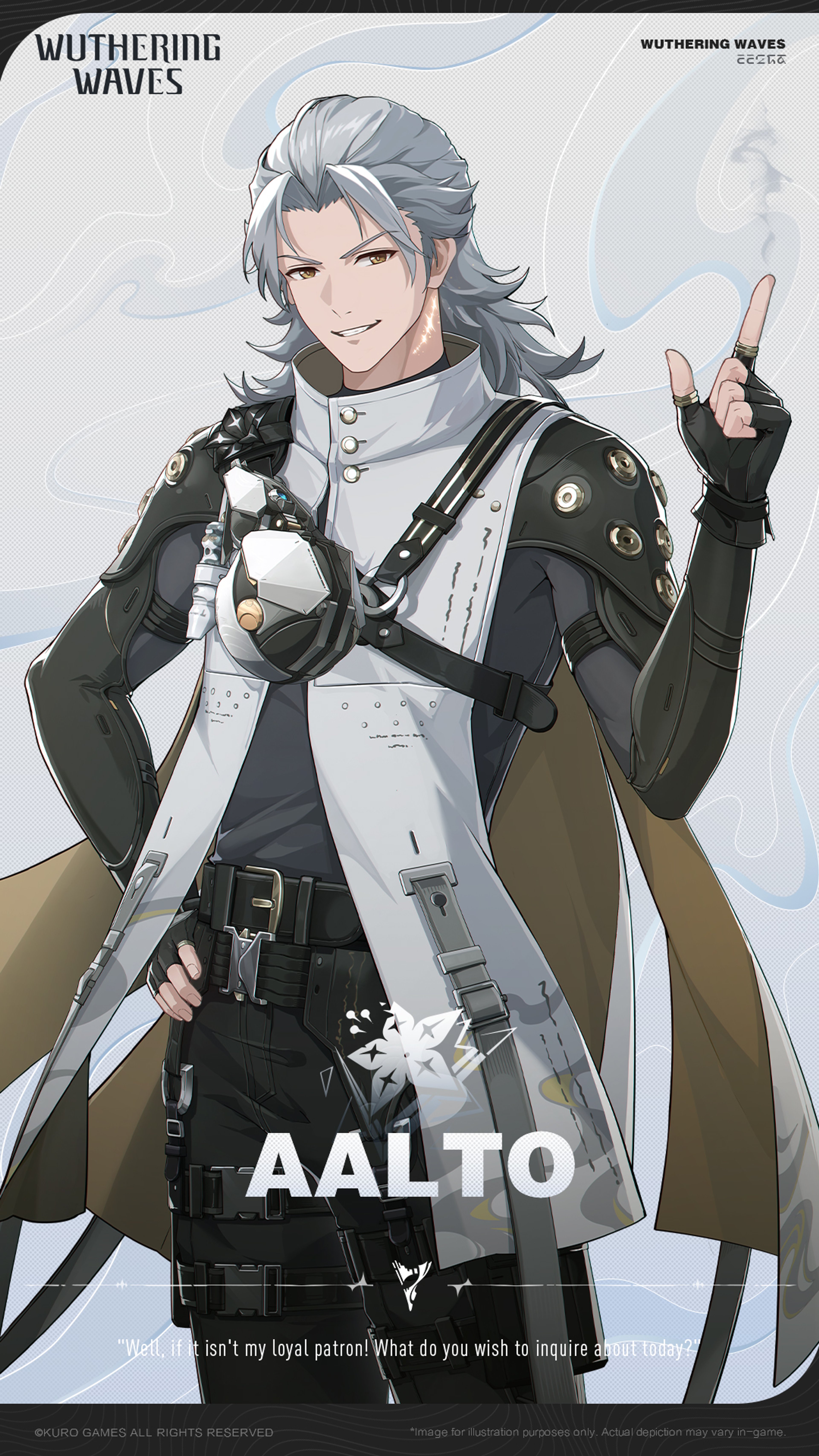 A young man with silver-gray hair and a dark, combat-ready outfit holding dual pistols.