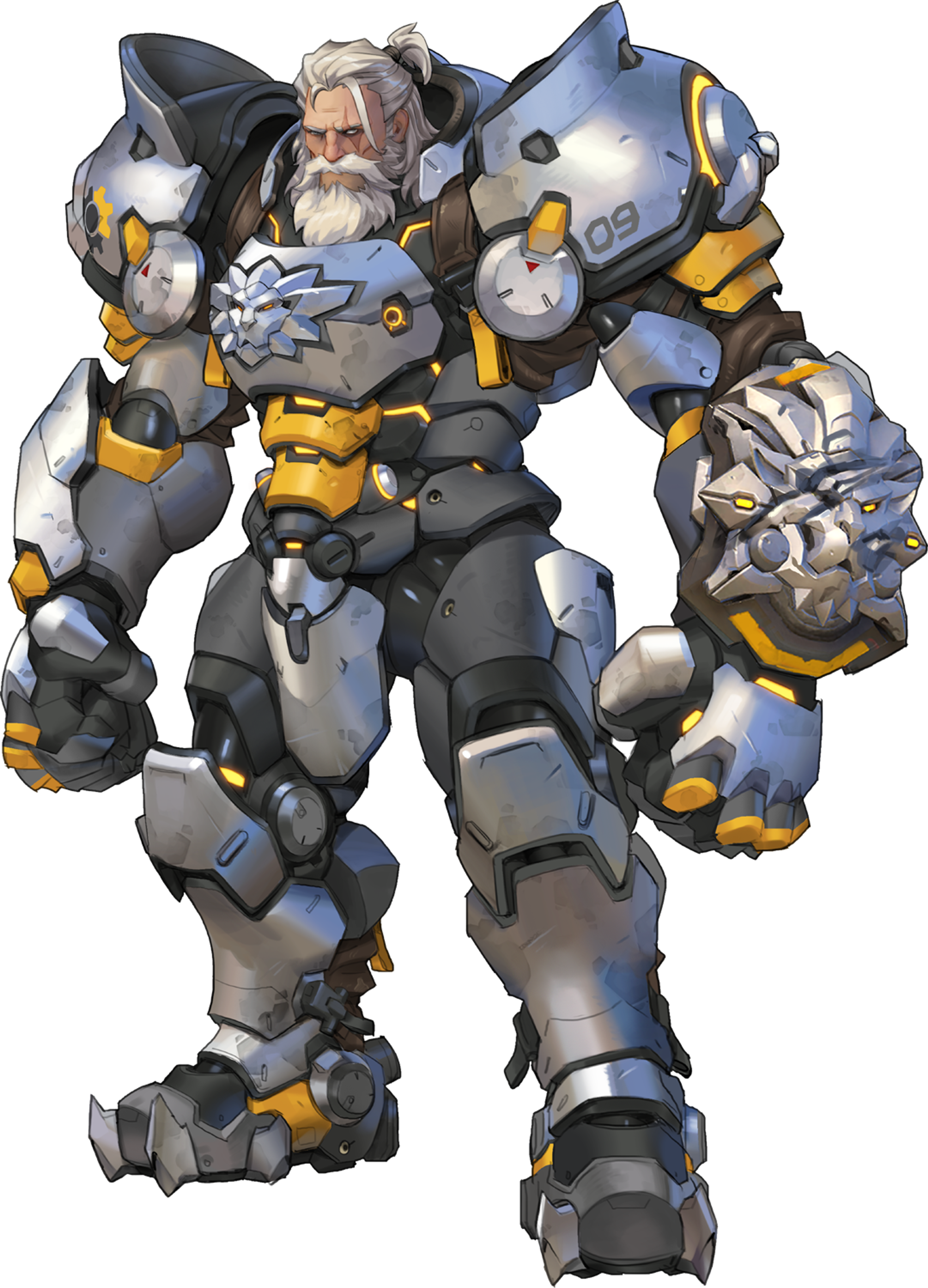 A heavily armored warrior wielding a massive warhammer