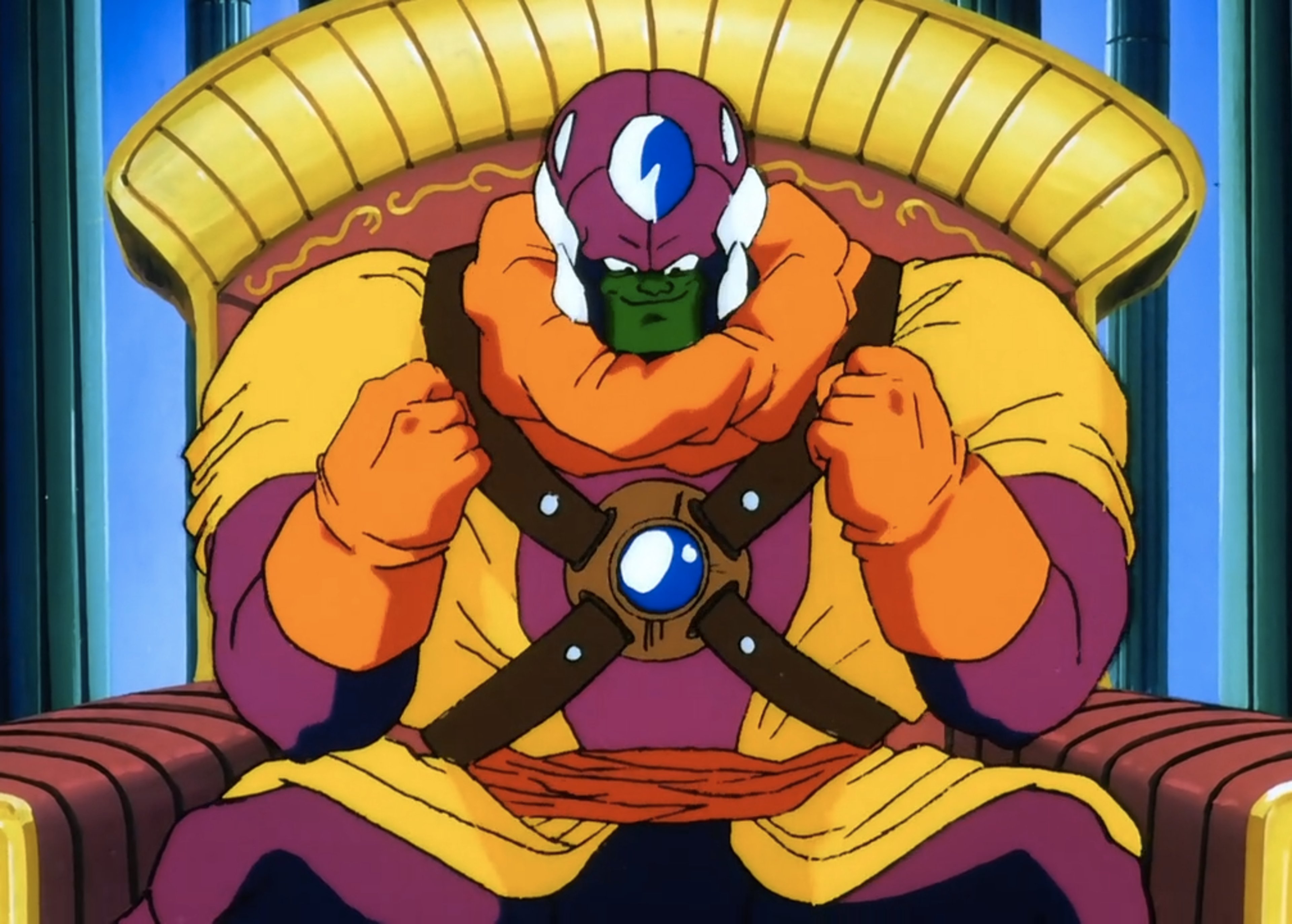 A large, green-skinned Namekian character with a muscular build, wearing a black cloak and armor.