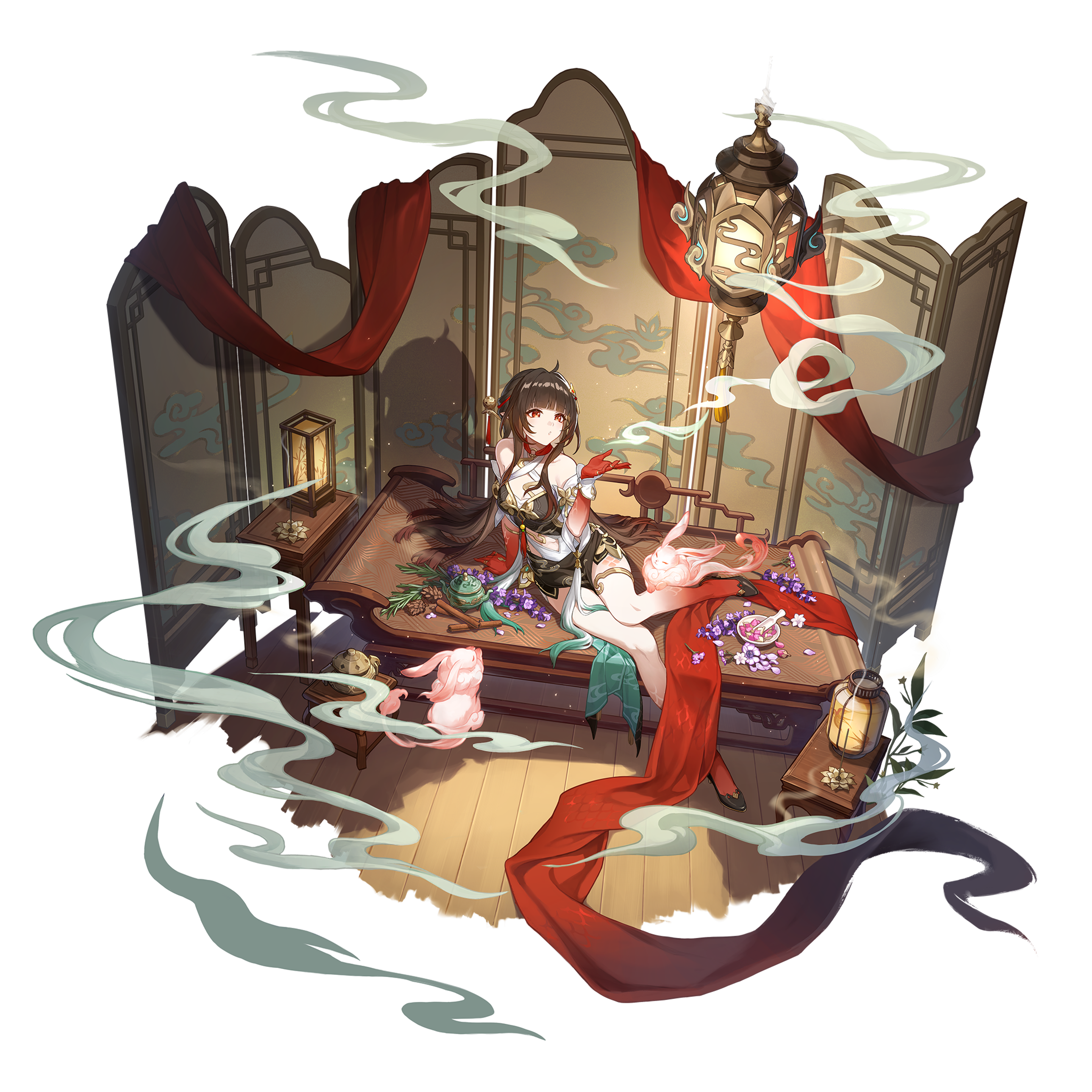 A detailed fantasy character named Lingsha in a mystical setting