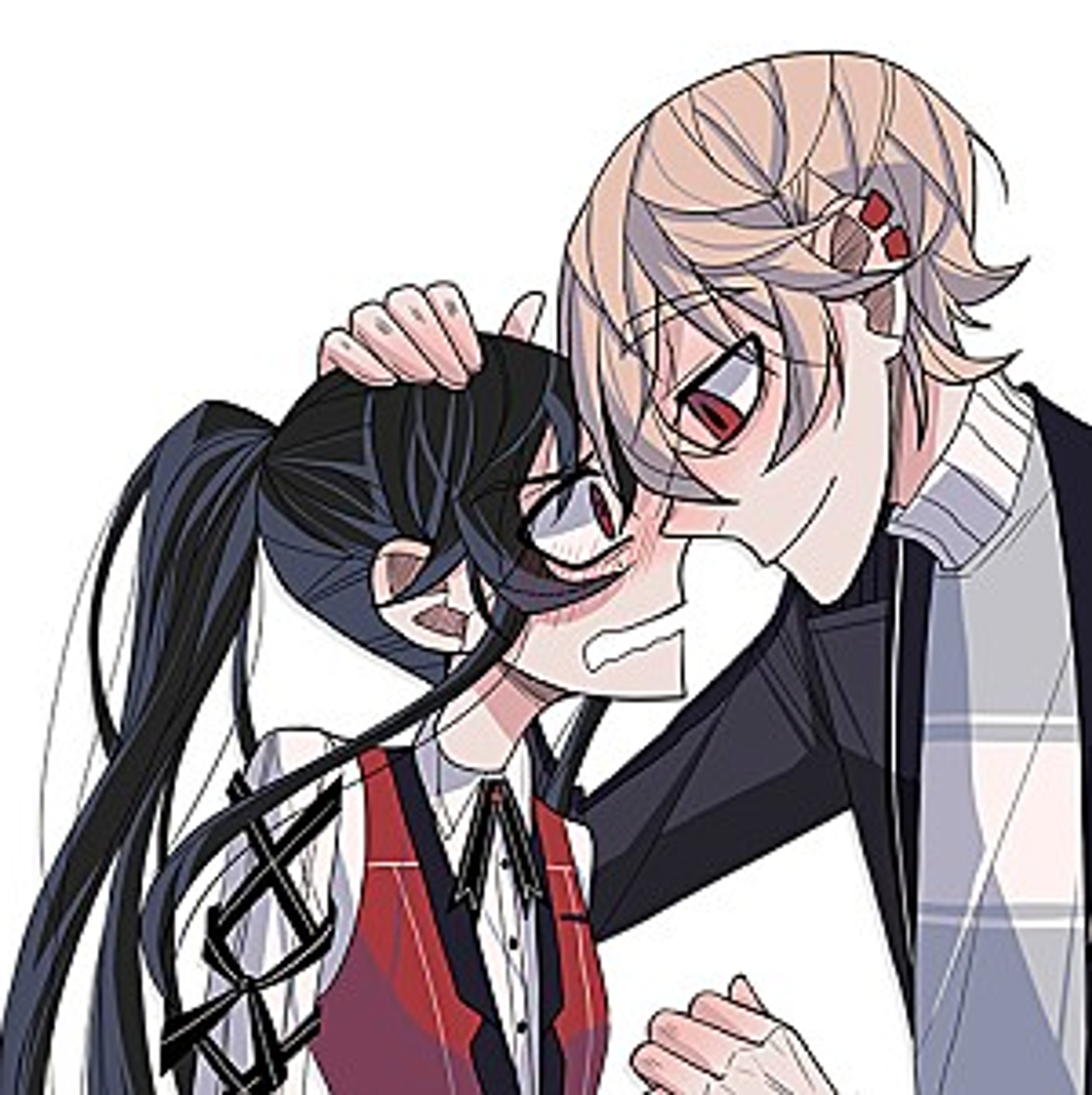 Two anime-style characters in close physical contact