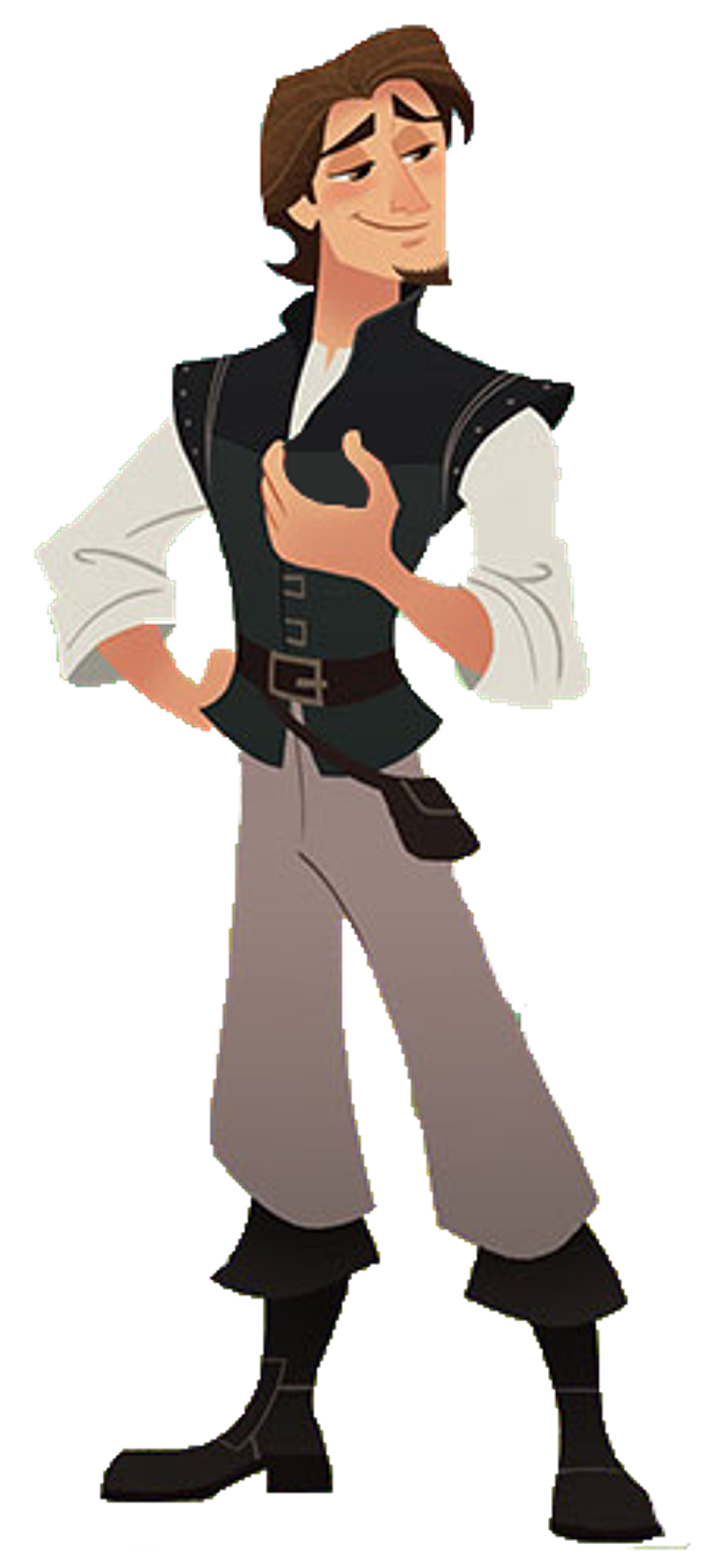 A male character with brown hair and a charming, roguish appearance in a heroic, swashbuckling pose.