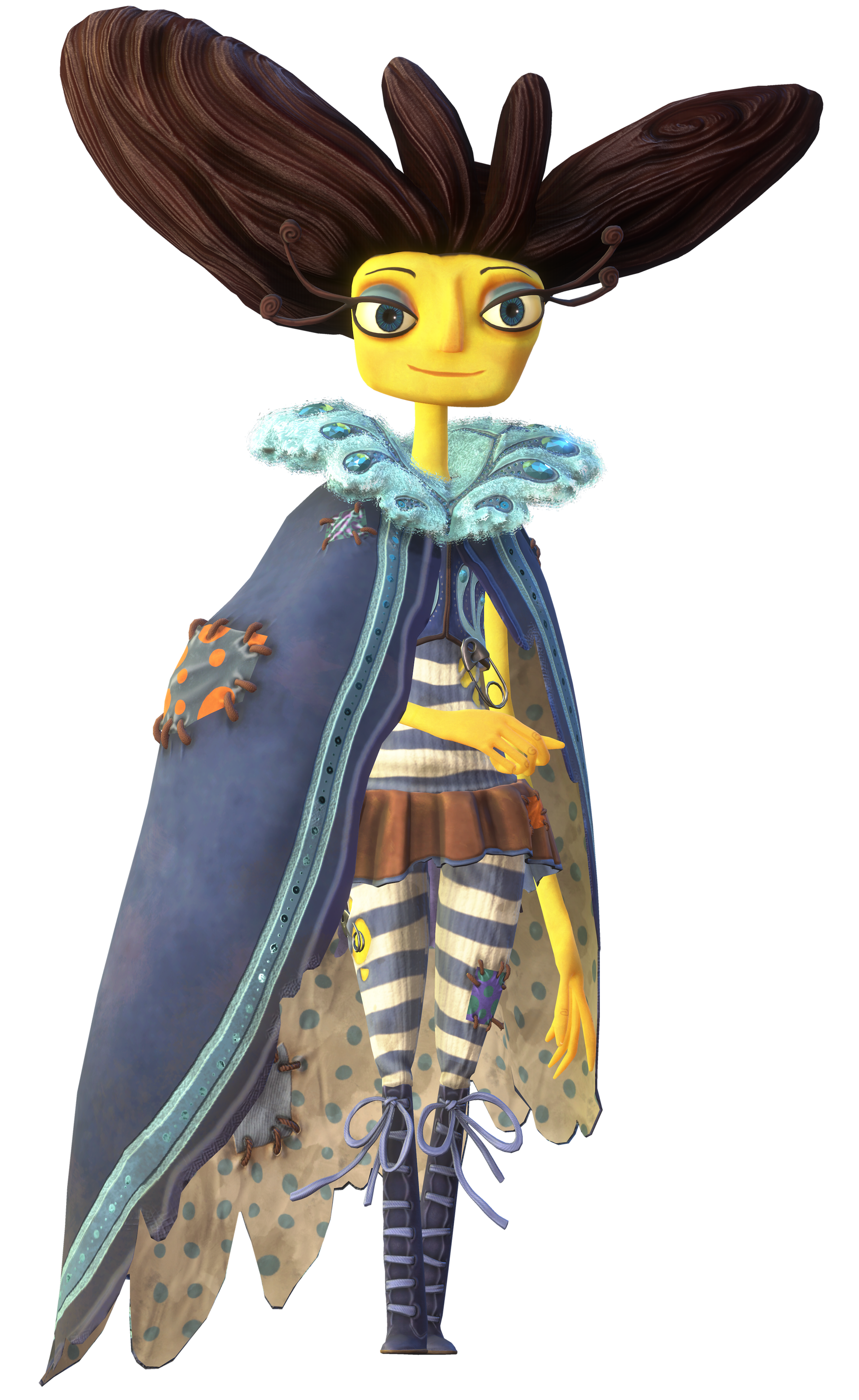 A colorful, animated circus performer character with large eyes, frizzy hair, and an exaggerated, expressive appearance.