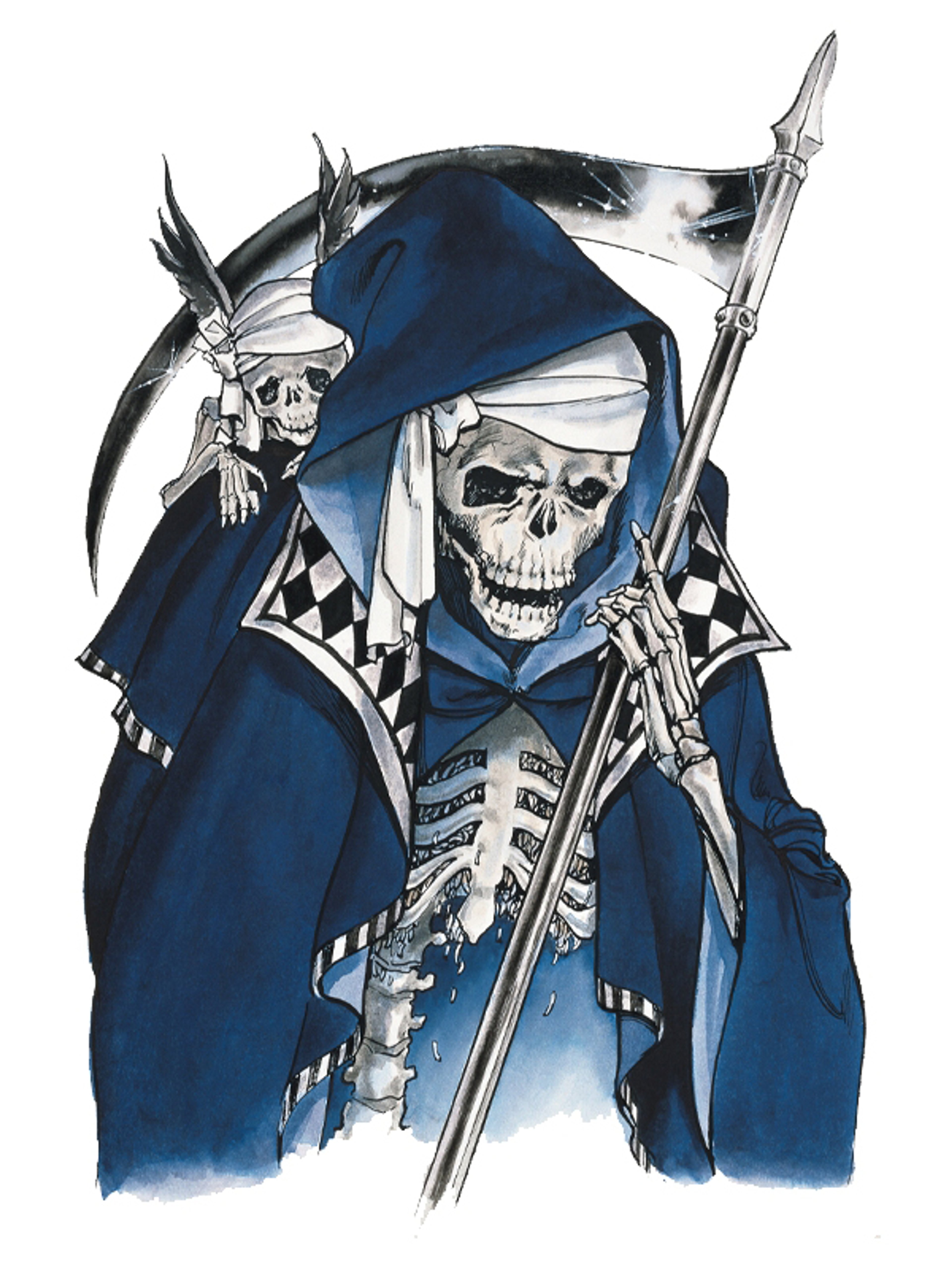 A skeletal figure in a dark hooded cloak, wielding a scythe, representing the Grim Reaper from the Castlevania video game series.