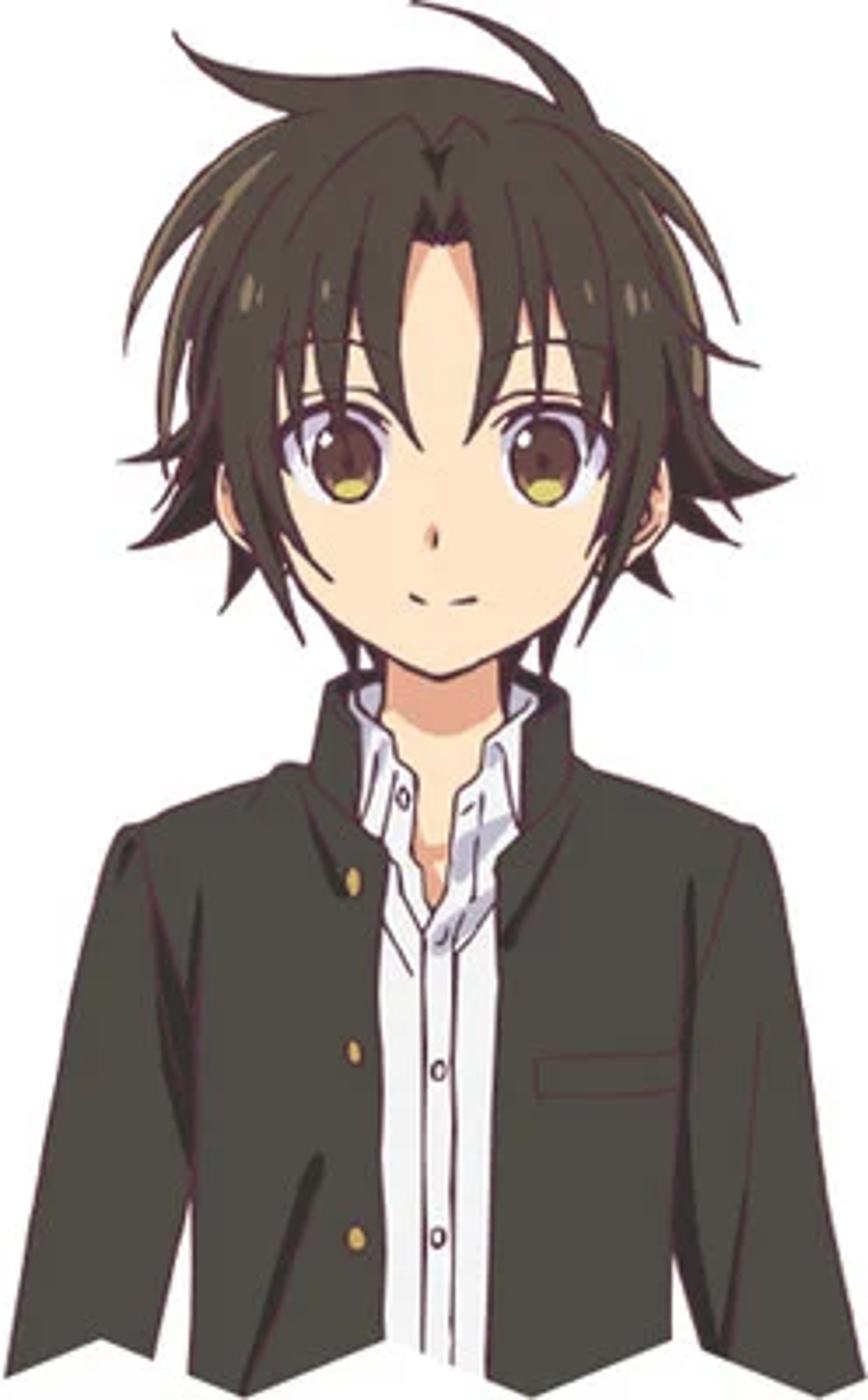 A young man with dark hair and large eyes, wearing a white shirt and dark jacket.