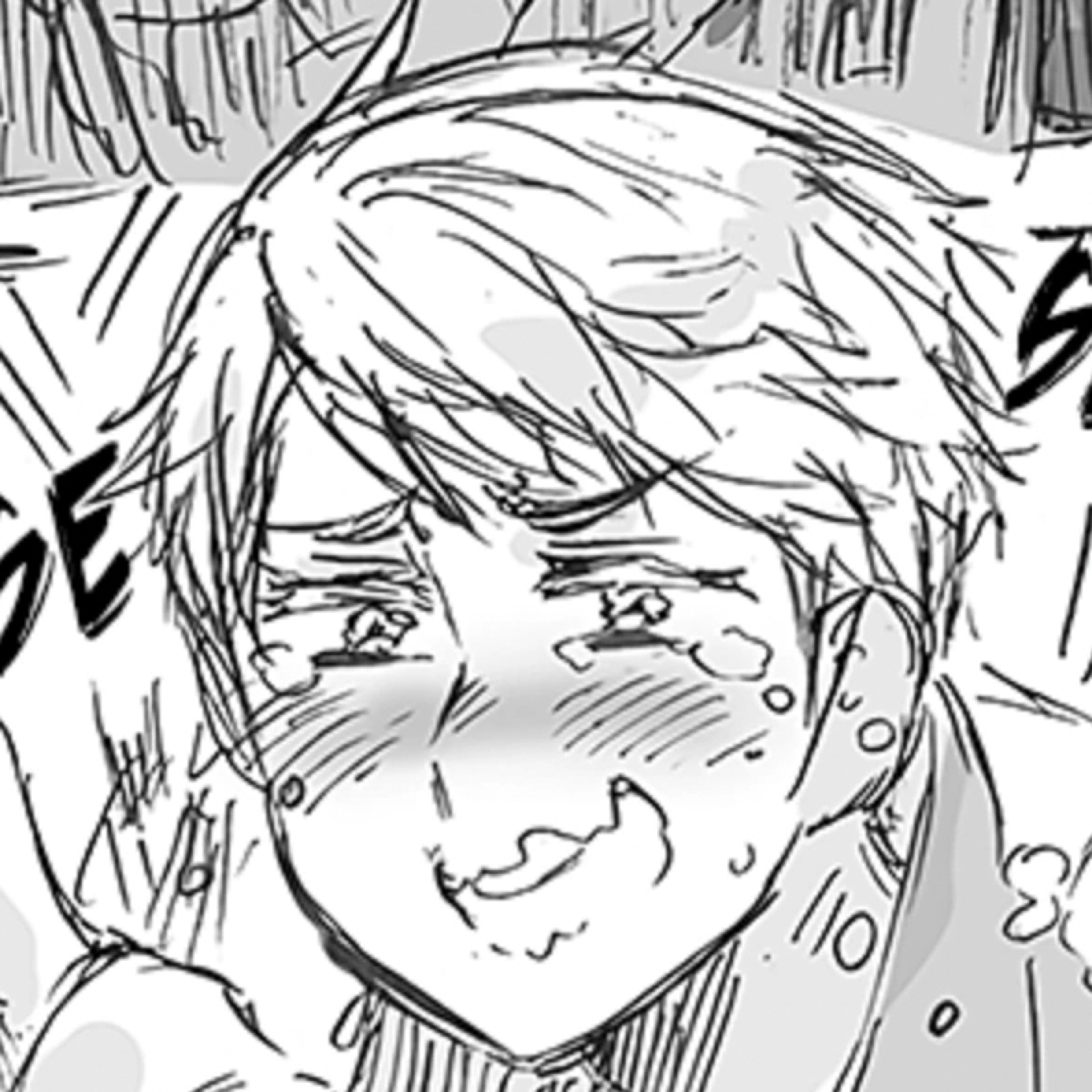 An illustration of a man with silver-white hair and crimson red eyes, wearing a Prussian blue military uniform.