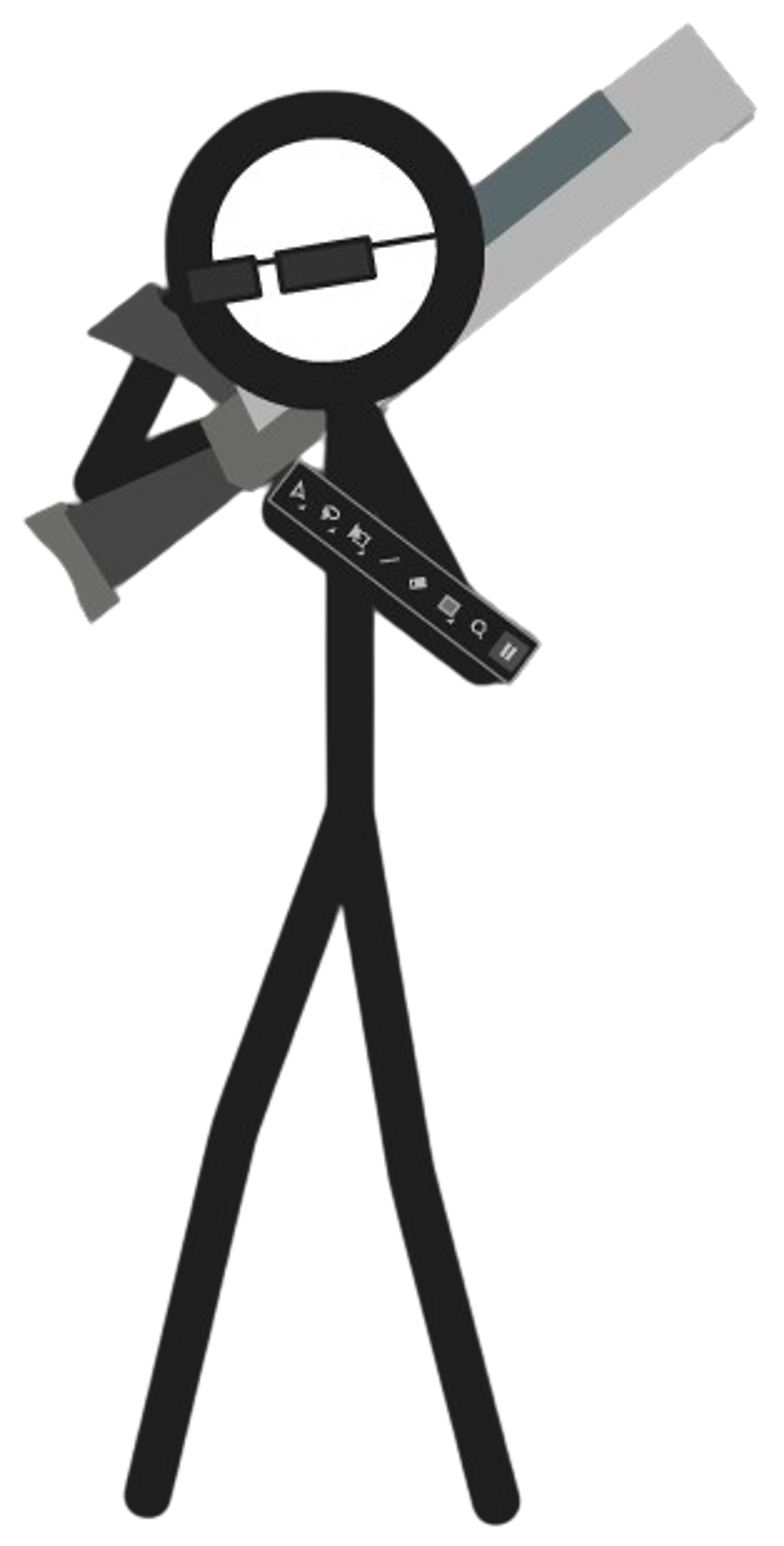 A dark gray stick figure wearing black sunglasses