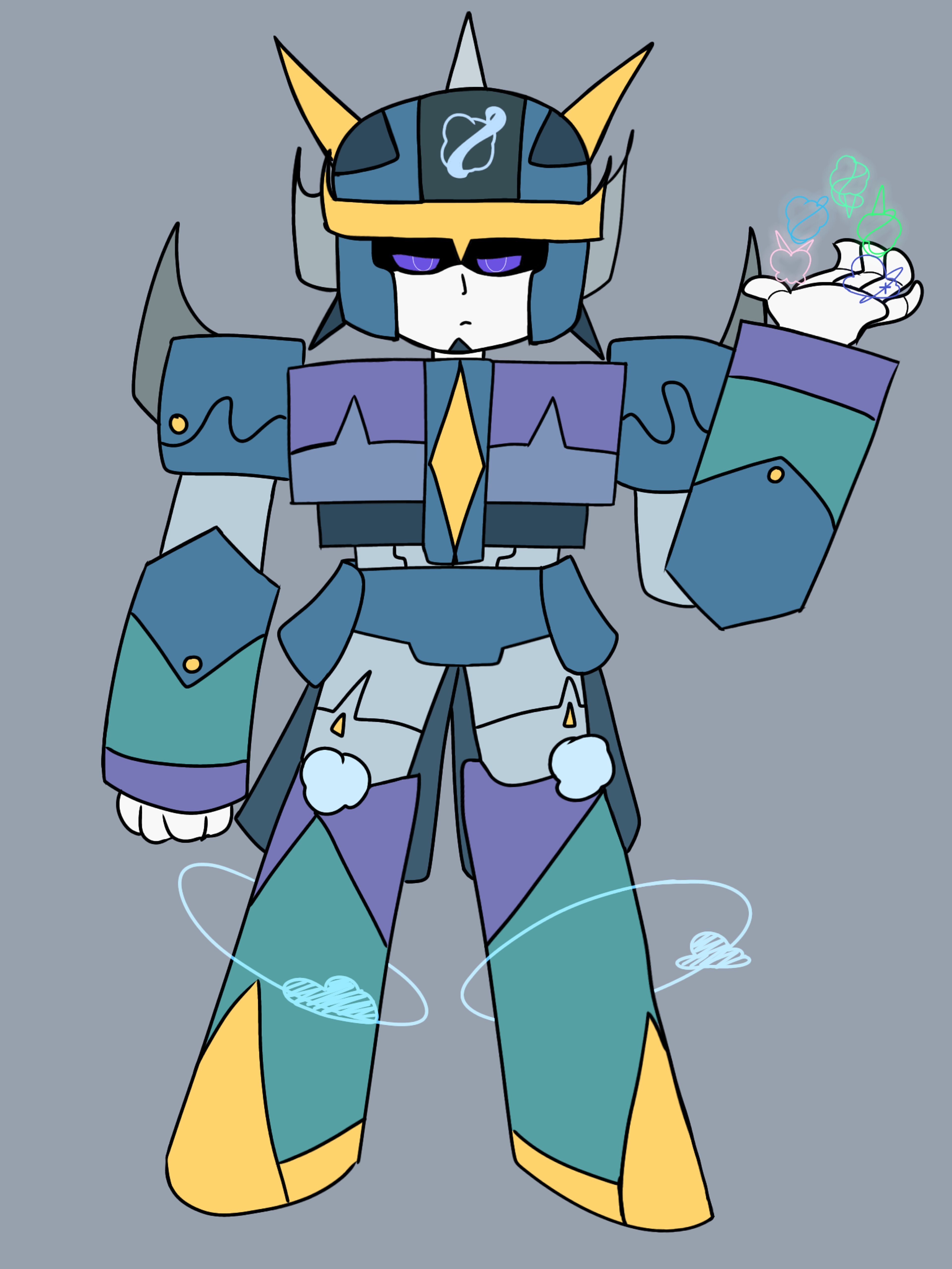 A detailed illustration of a powerful cosmic entity called Cumulonimbus CLOUD, holding a jar containing five glowing crystals.