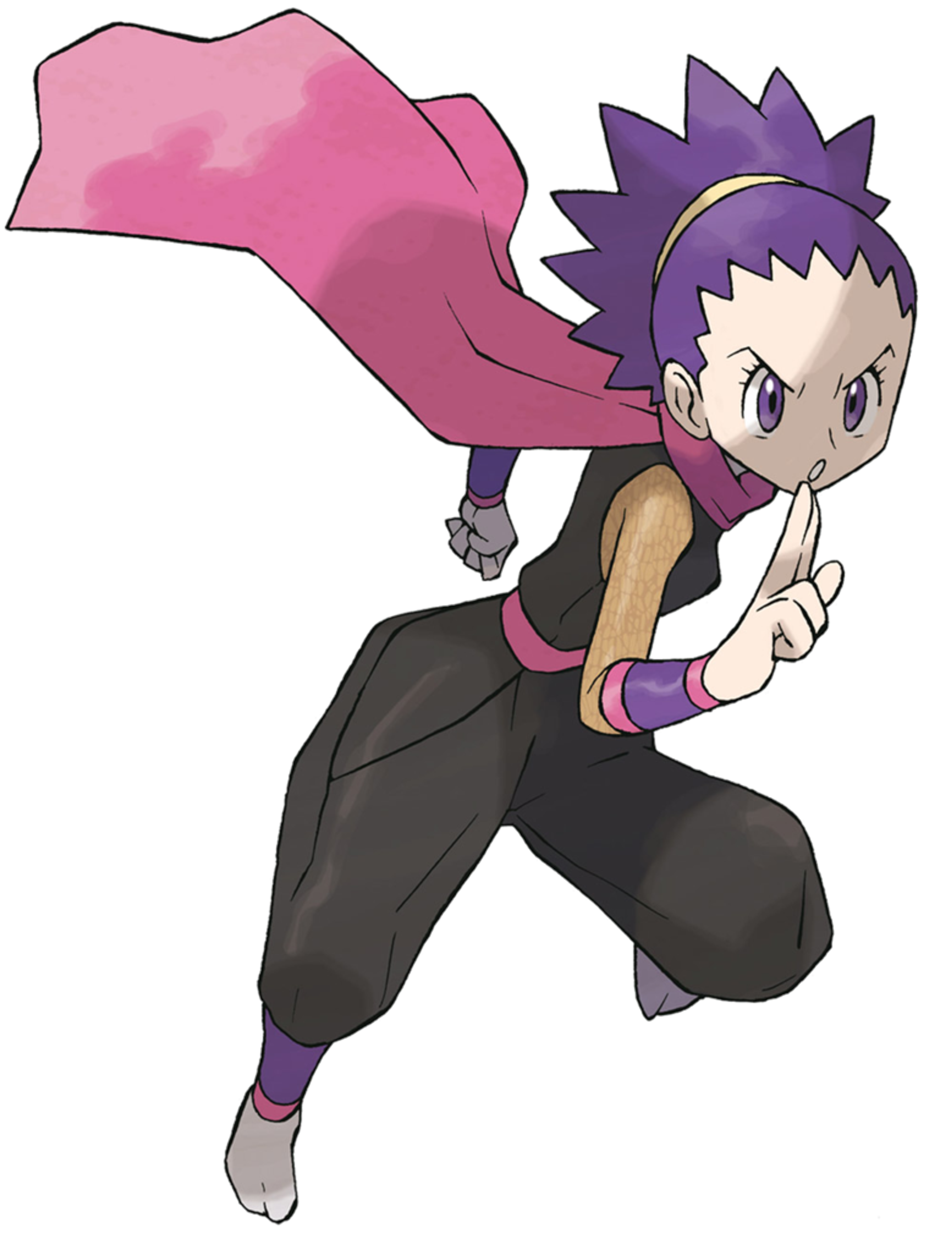 An anime-style character with purple hair in a fighting pose