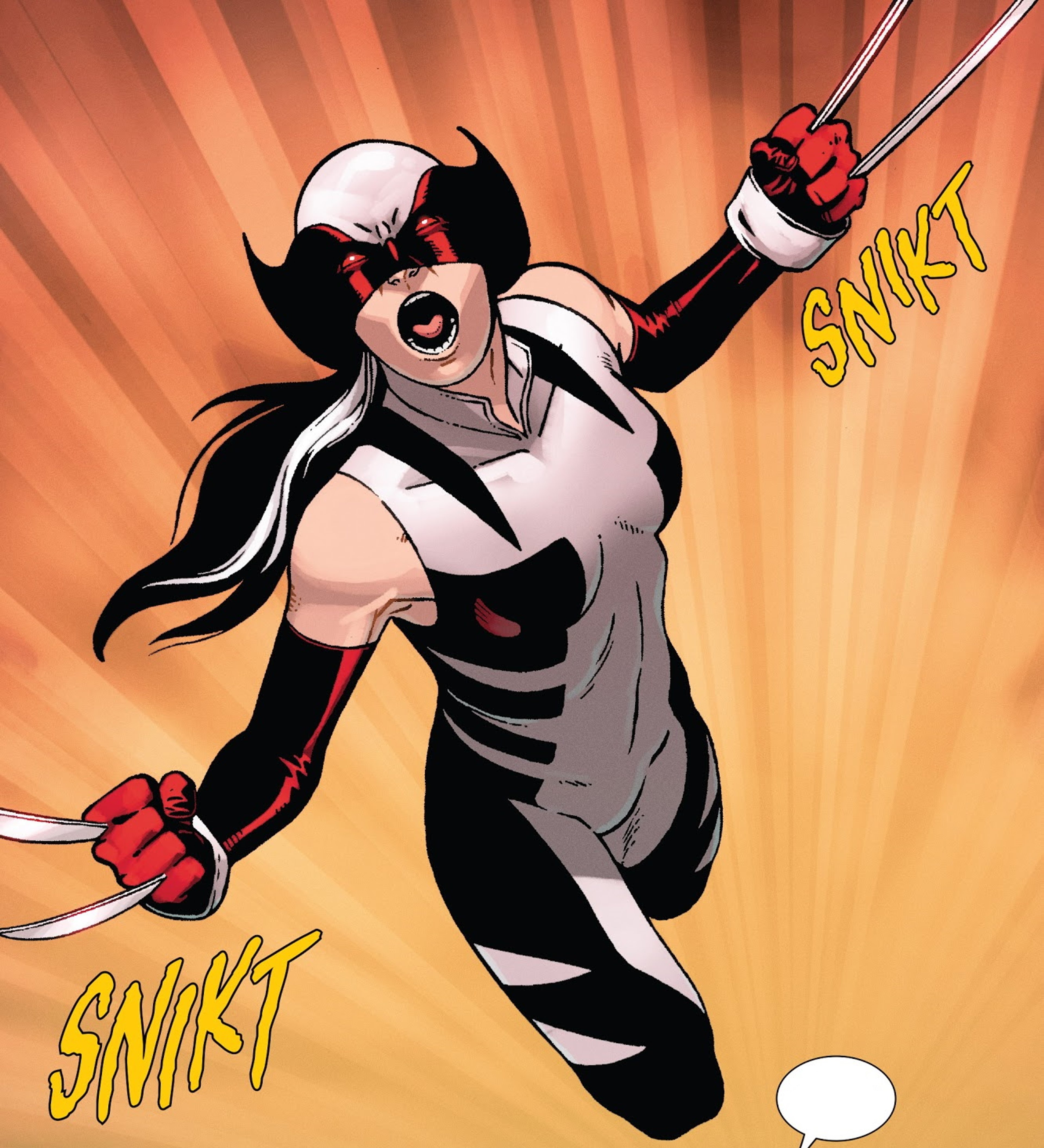 A female superhero character in a fighting stance with clawed hands and energy effects around her.