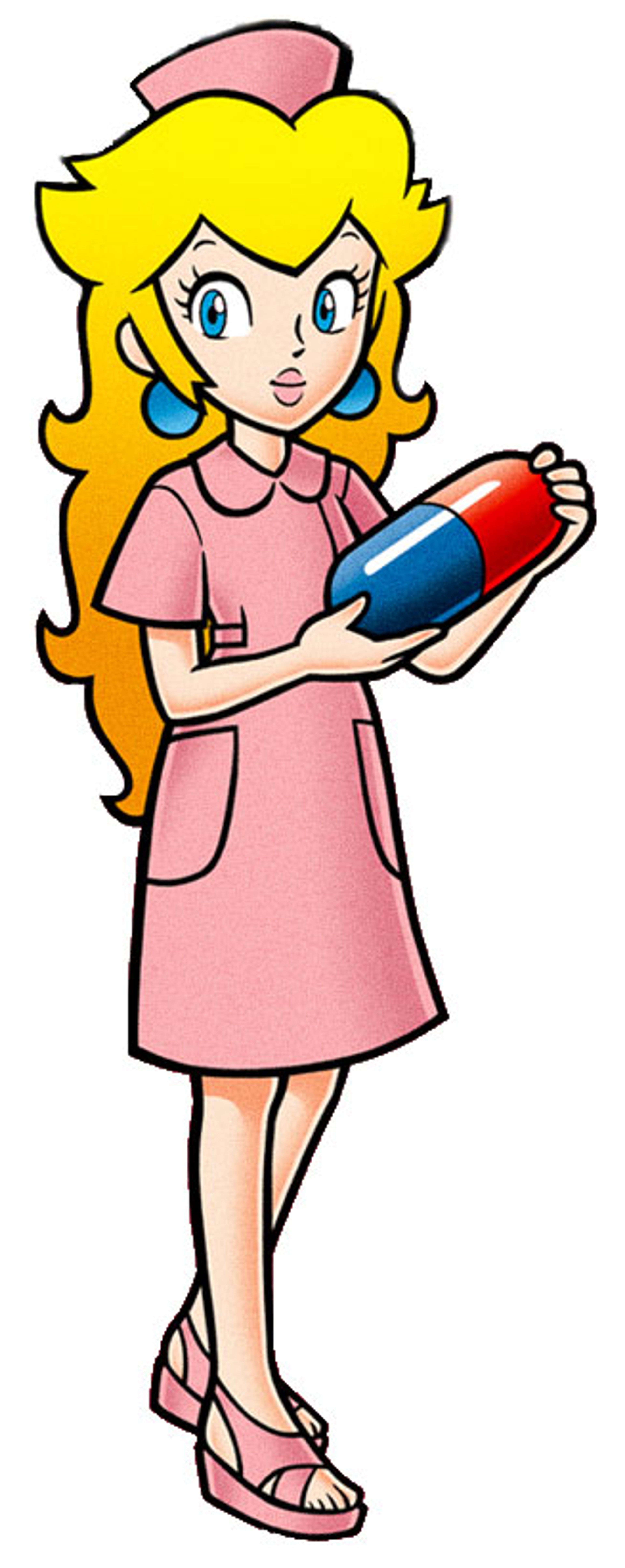 A cartoon illustration of a young female nurse or medical professional from the Mario universe.