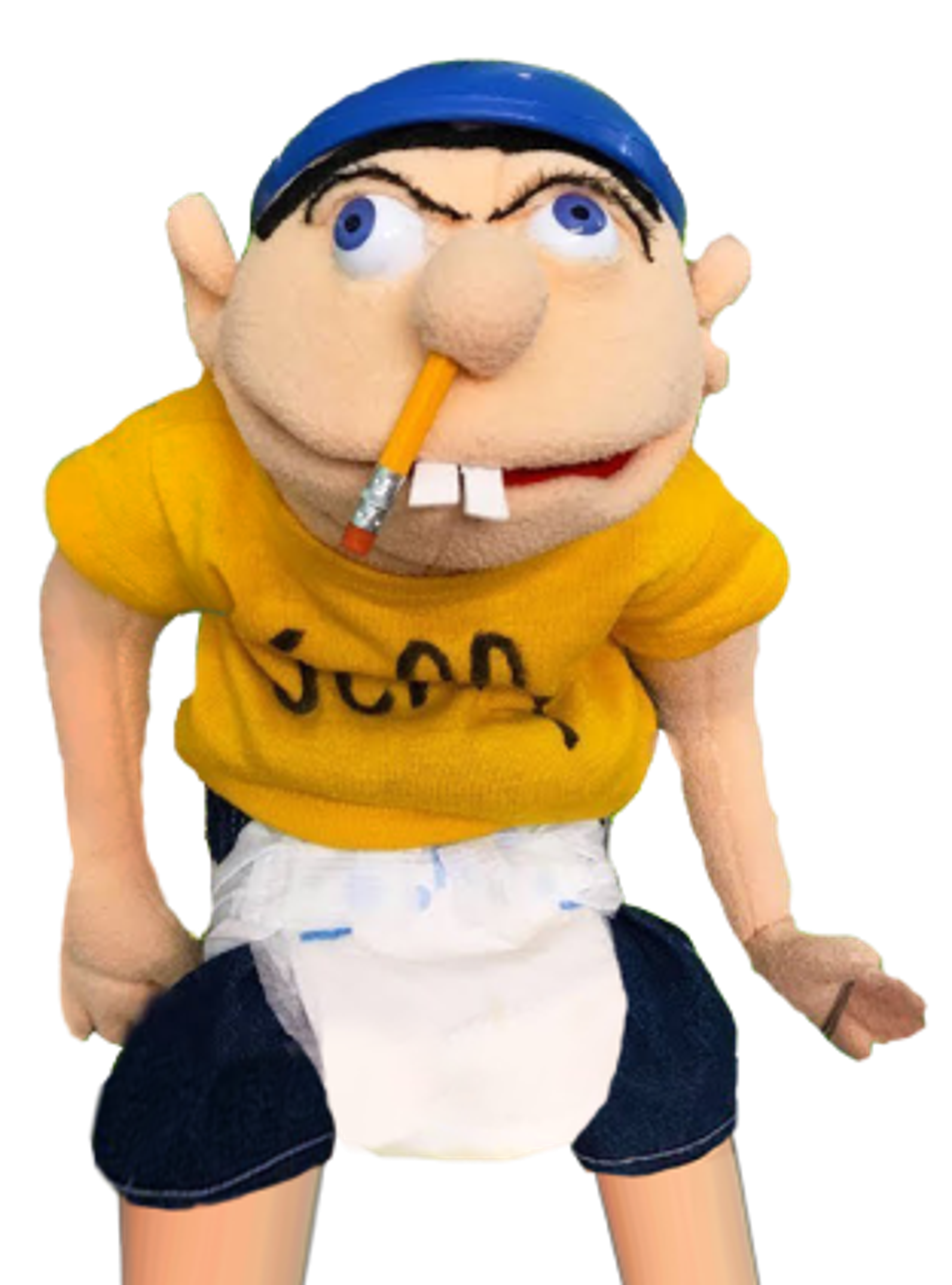 Jeffy was abandoned by his biological parents, Jacques Pierre François and Nancy, and later adopted by Marvin and Rose.,He has a very difficult and traumatic childhood, often getting into trouble and causing chaos.,Jeffy has been involved in a variety of odd jobs and antics, from being a rapper to a police officer.,He has a clone named Scooter who is also a source of trouble.,Jeffy has a unique personality that often clashes with the other characters in the SML universe.