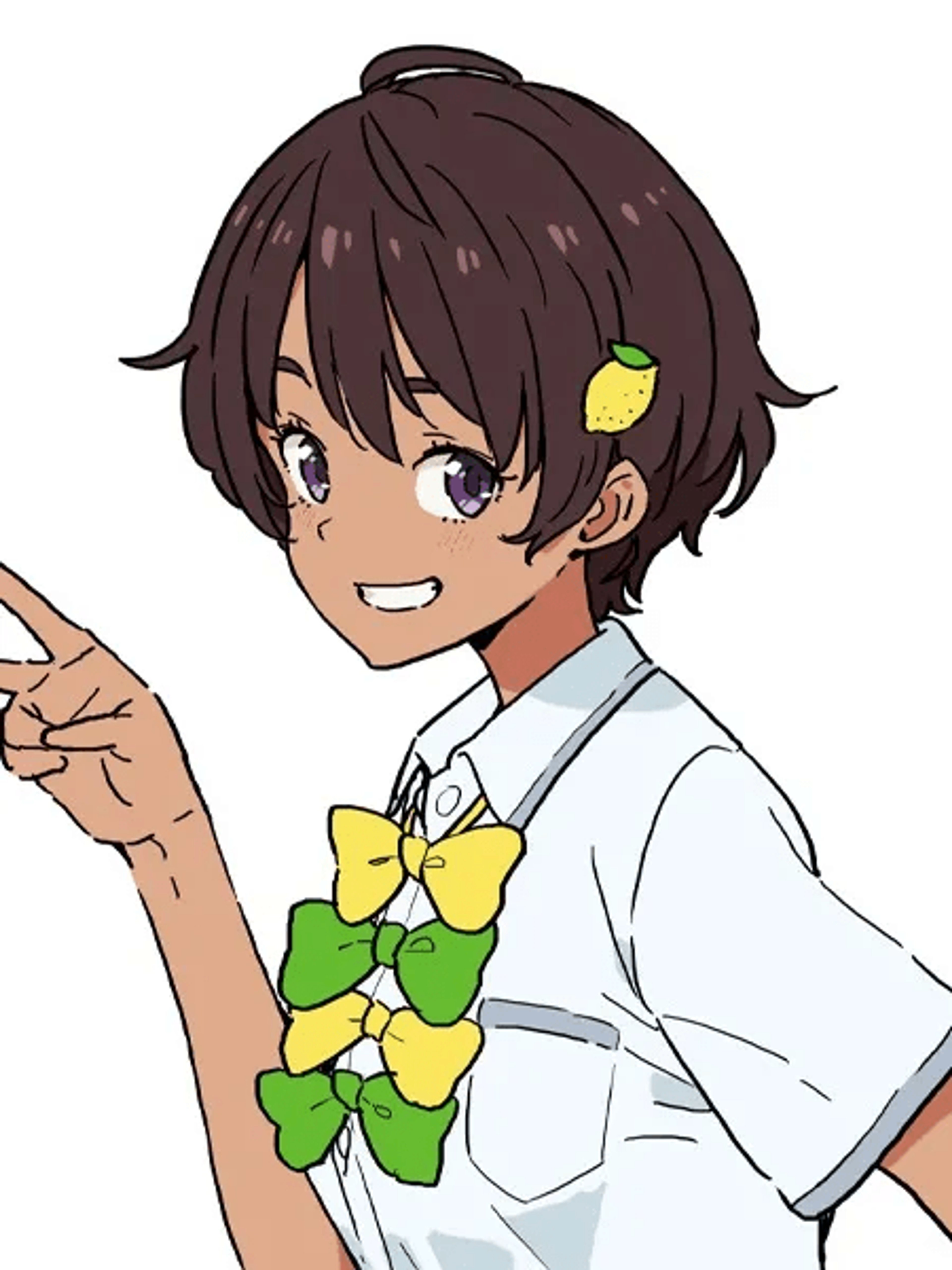 A cheerful teenage girl in a school uniform