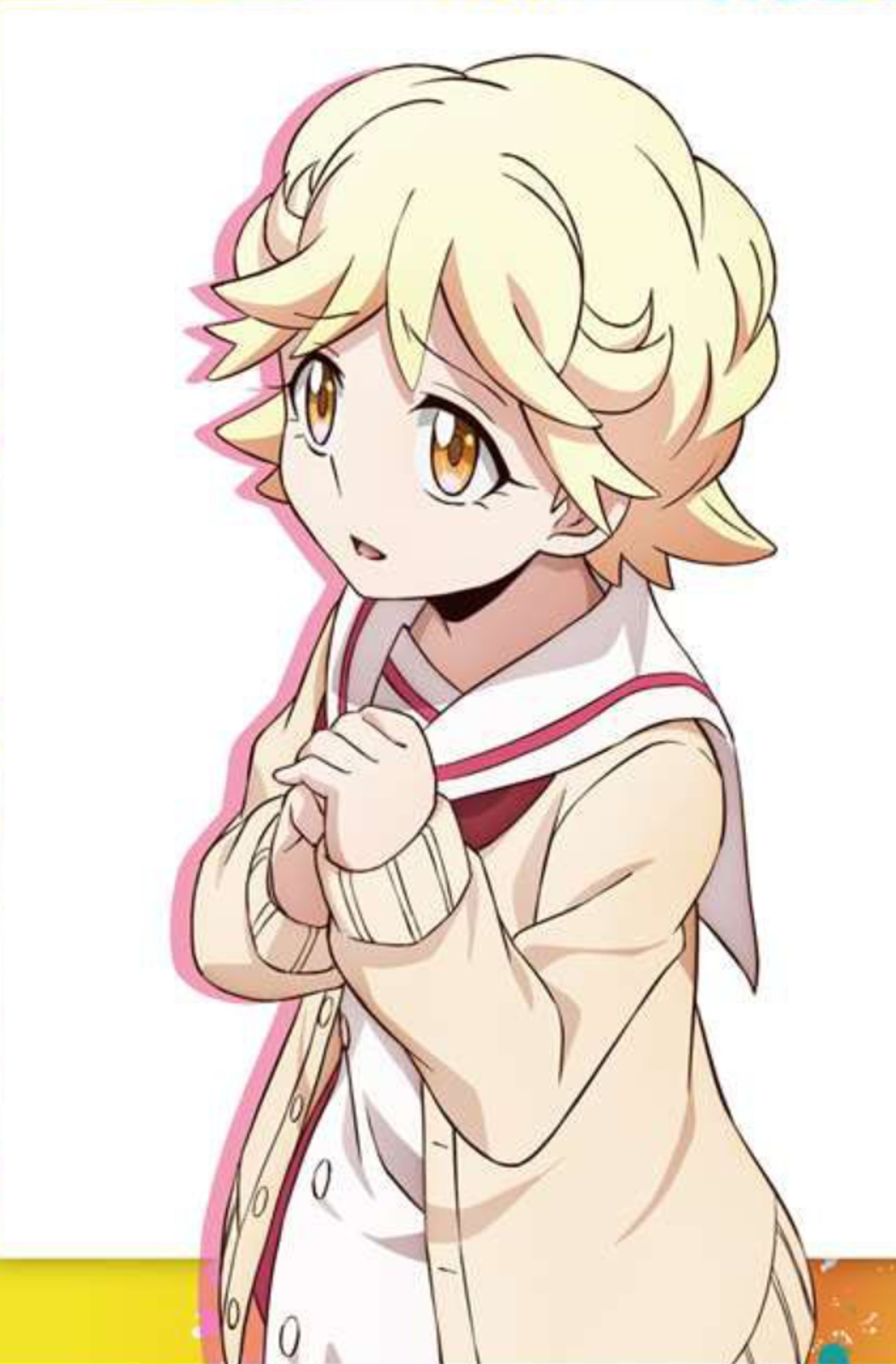 An anime-style character with blonde hair and a soft, youthful expression
