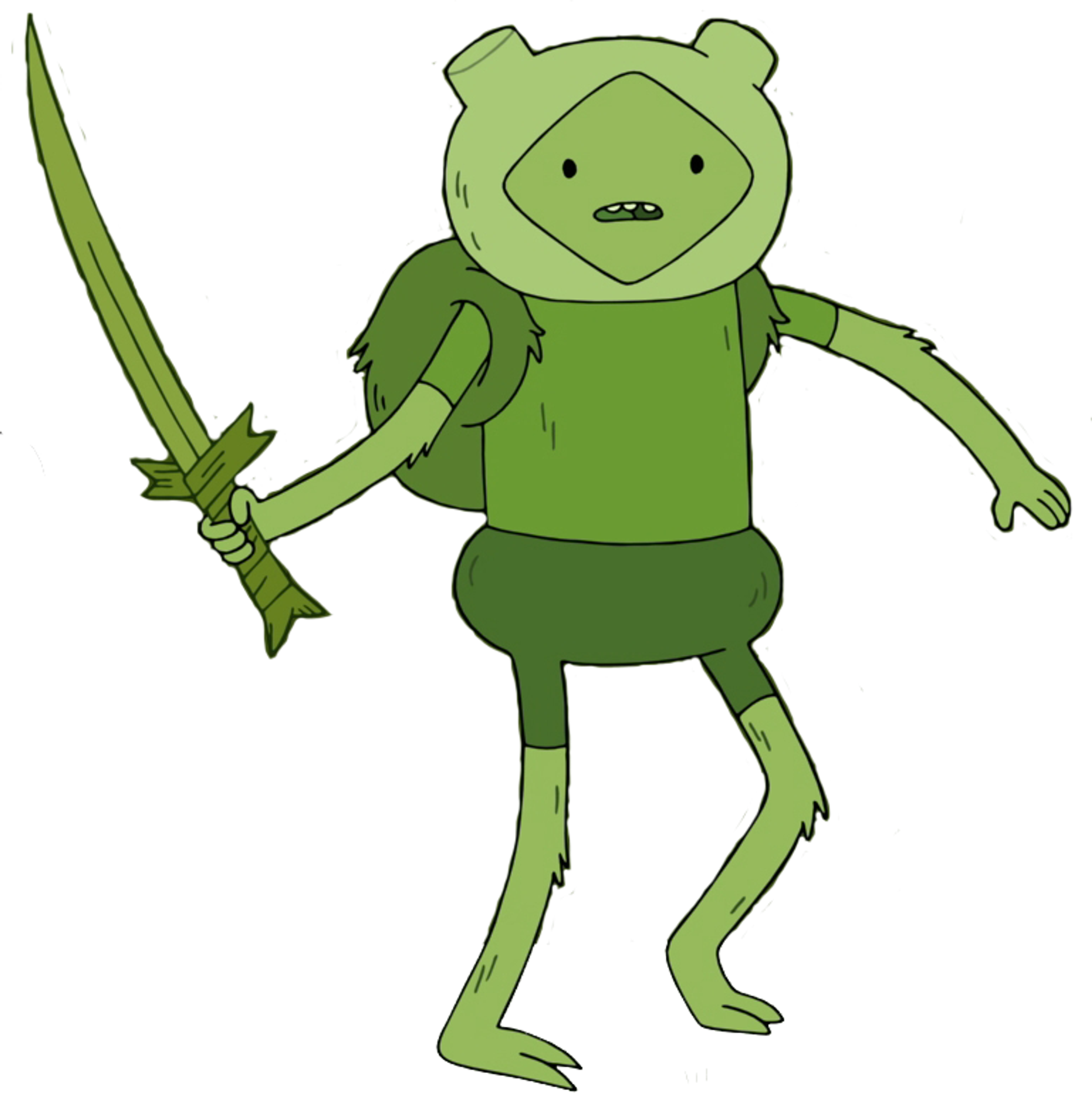 A green, humanoid creature holding a sword-like weapon