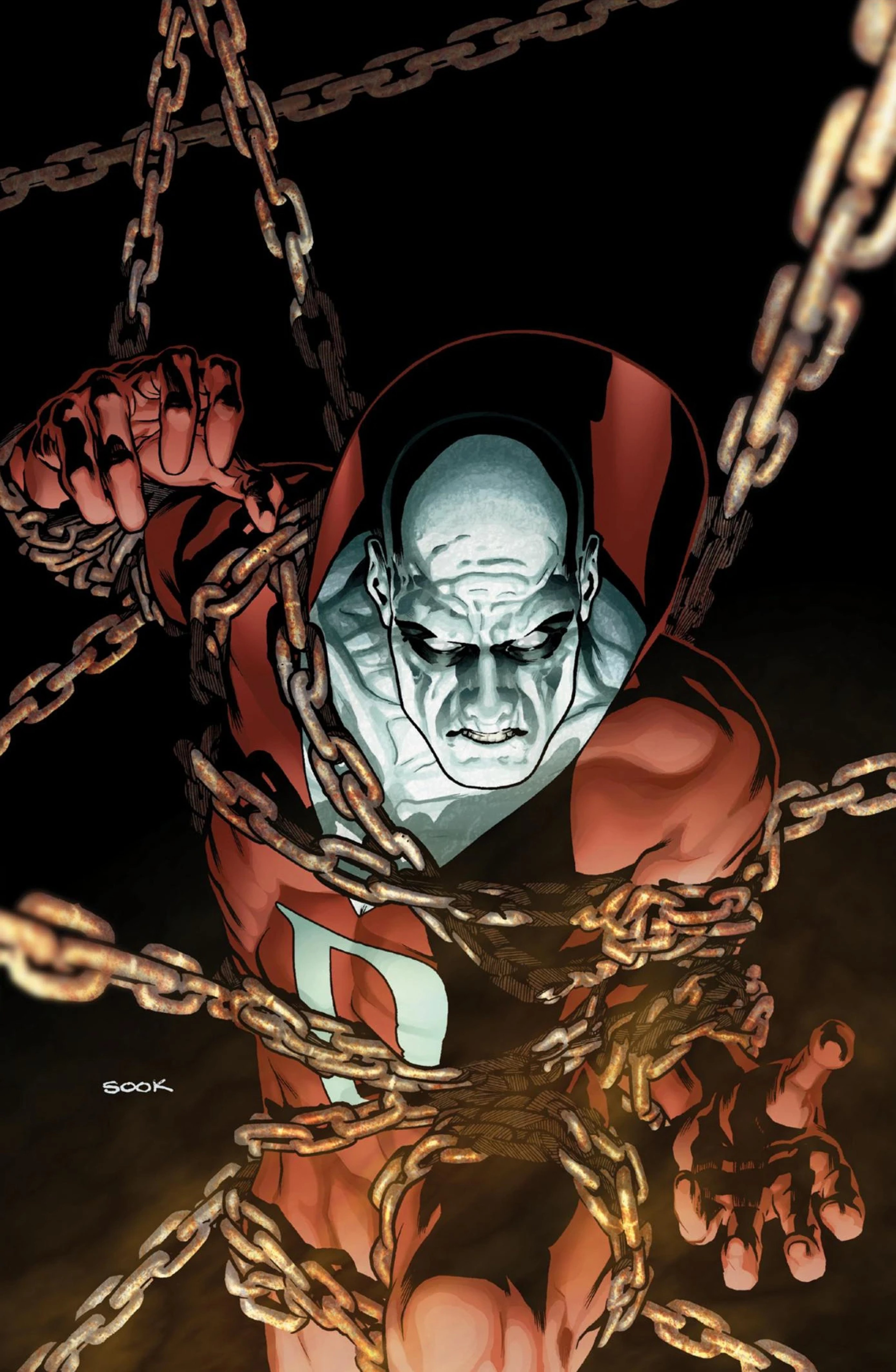 Deadman, a ghostly superhero in a red costume