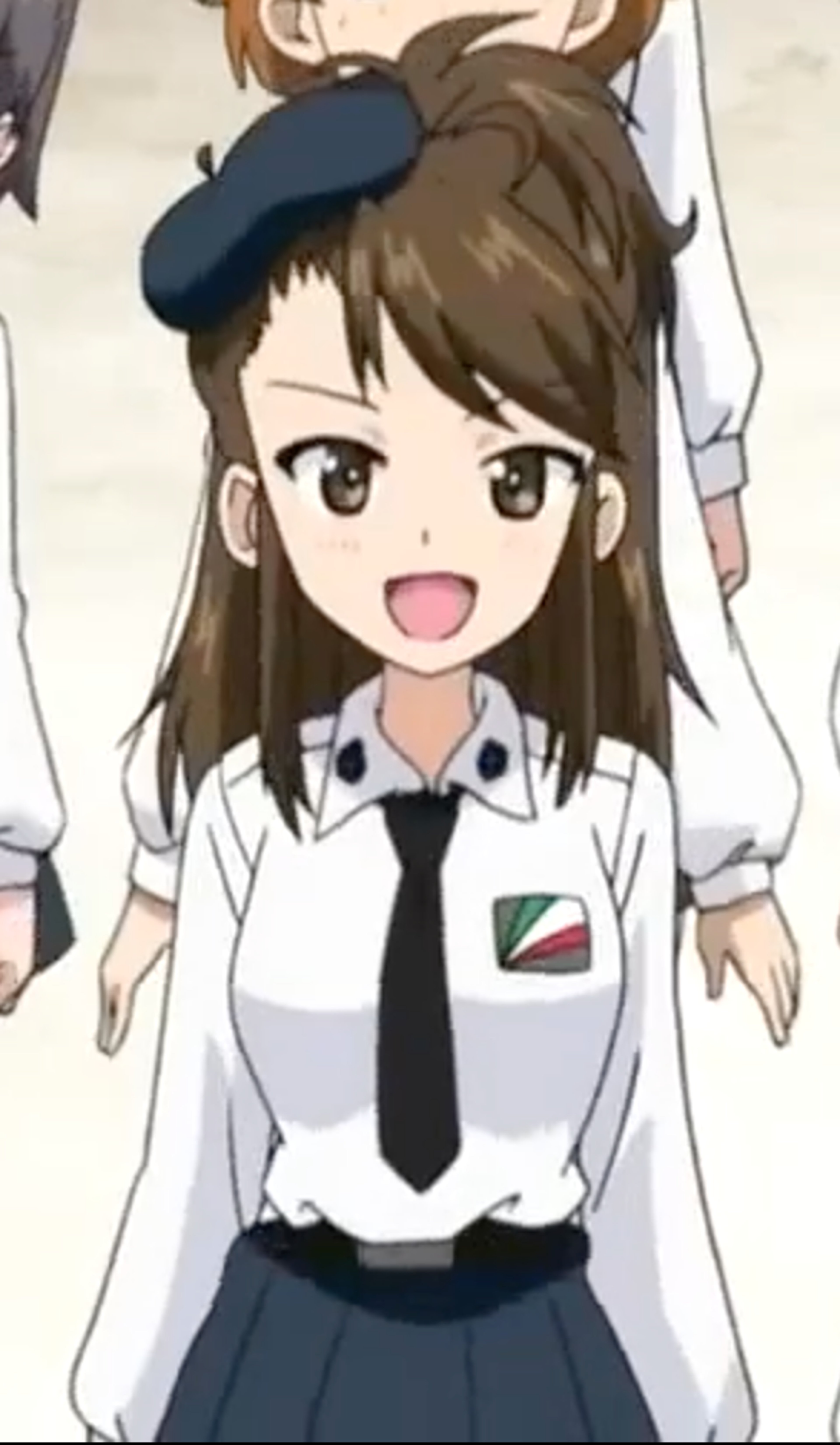 An anime-style character with long light brown hair and a school uniform