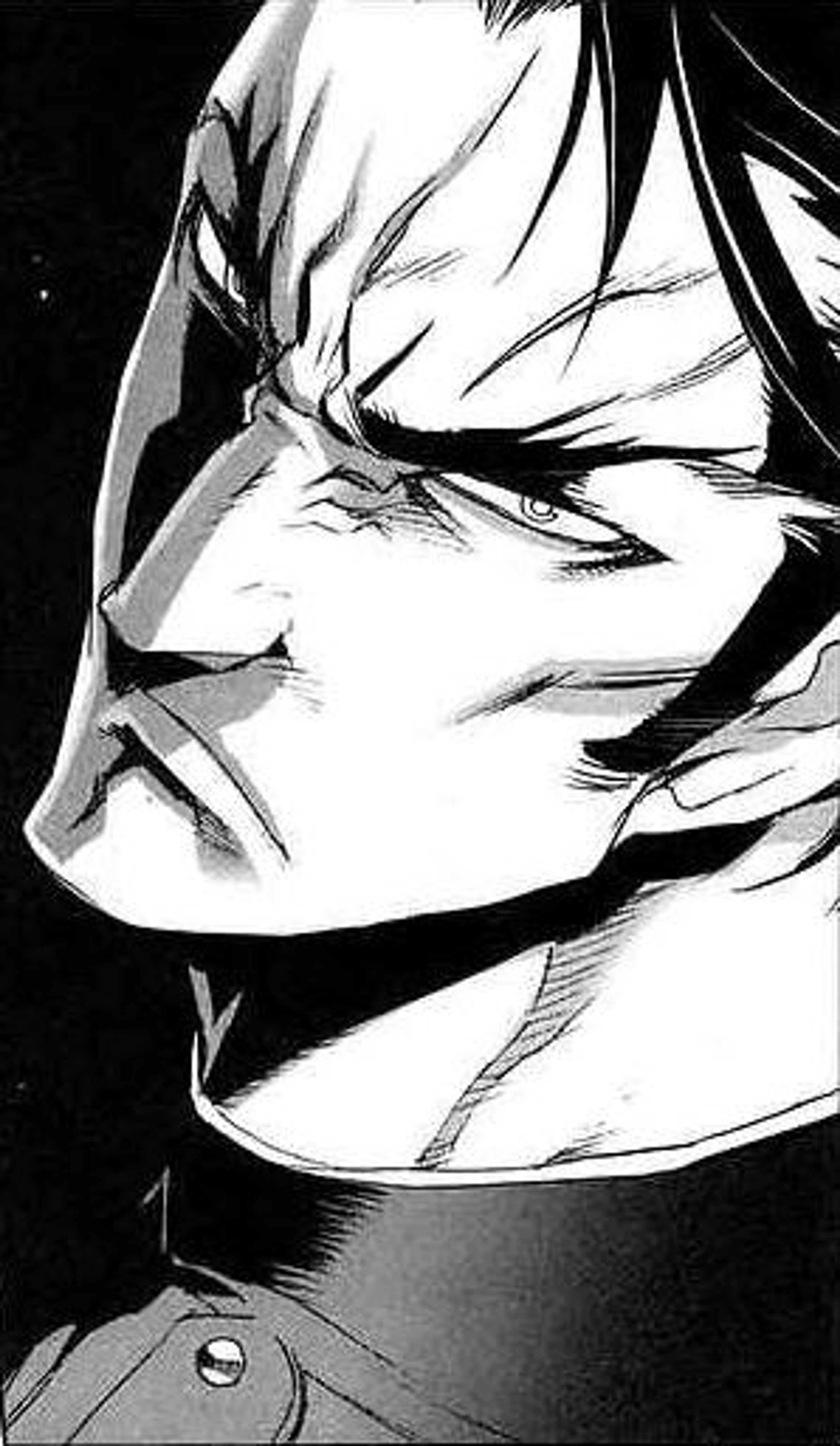 A stern-looking, muscular man with intense eyes