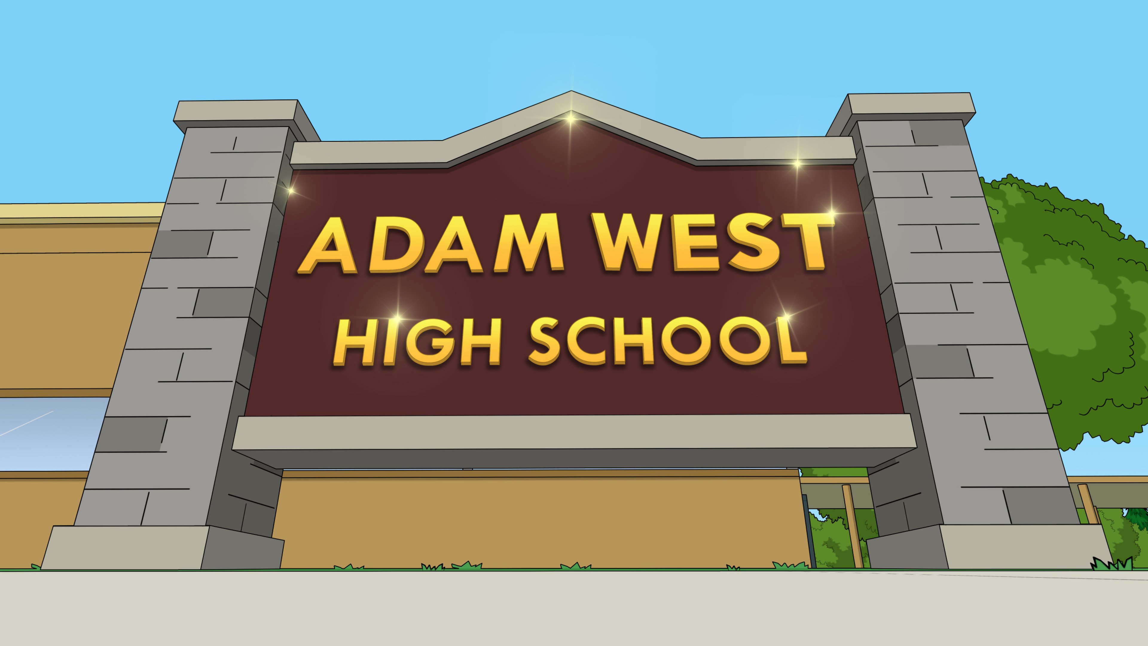 Exterior of Adam West High School