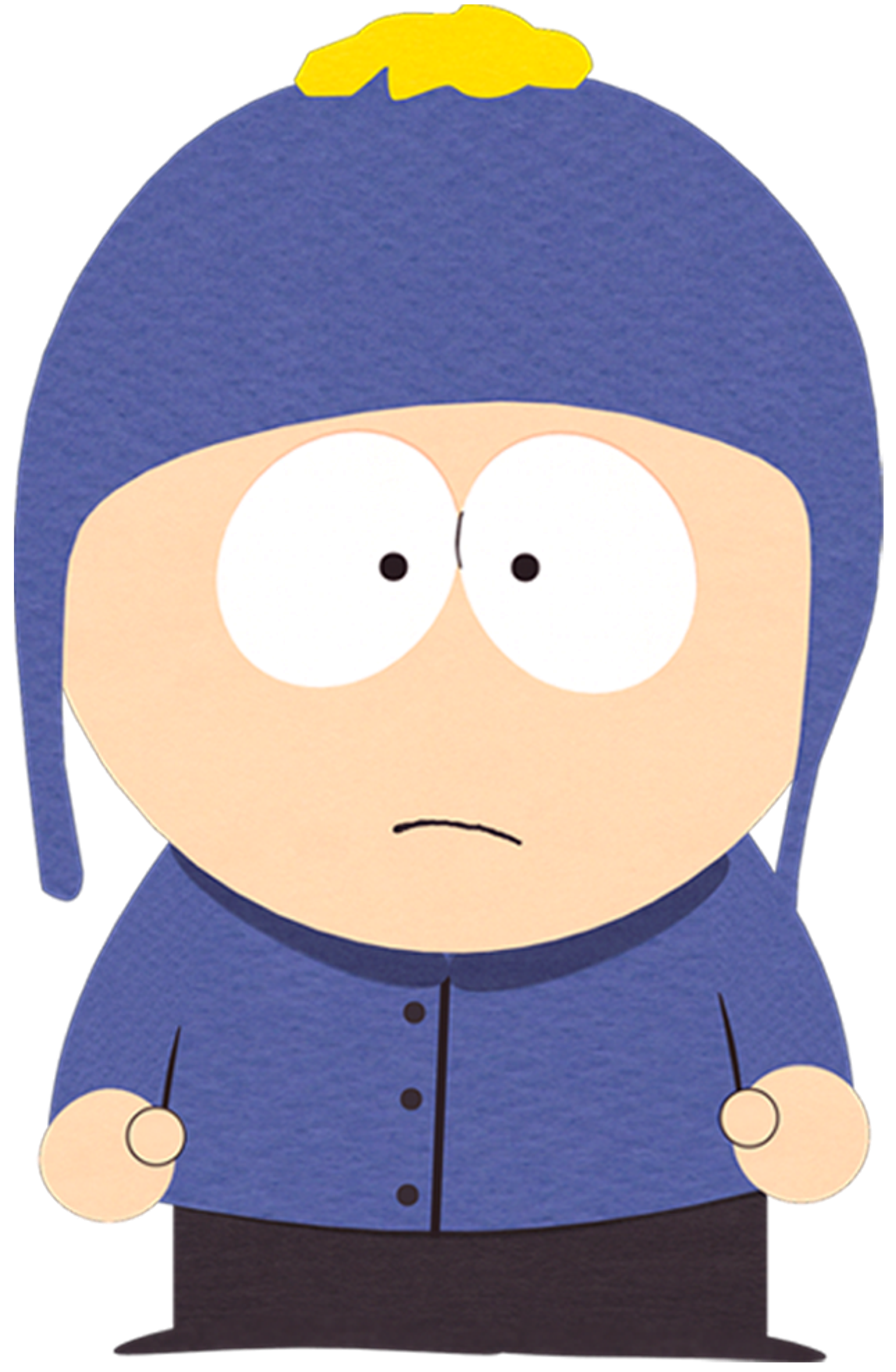 A cartoon character named Craig Tucker, a fourth-grade student from South Park Elementary, wearing a blue chullo hat and jacket.