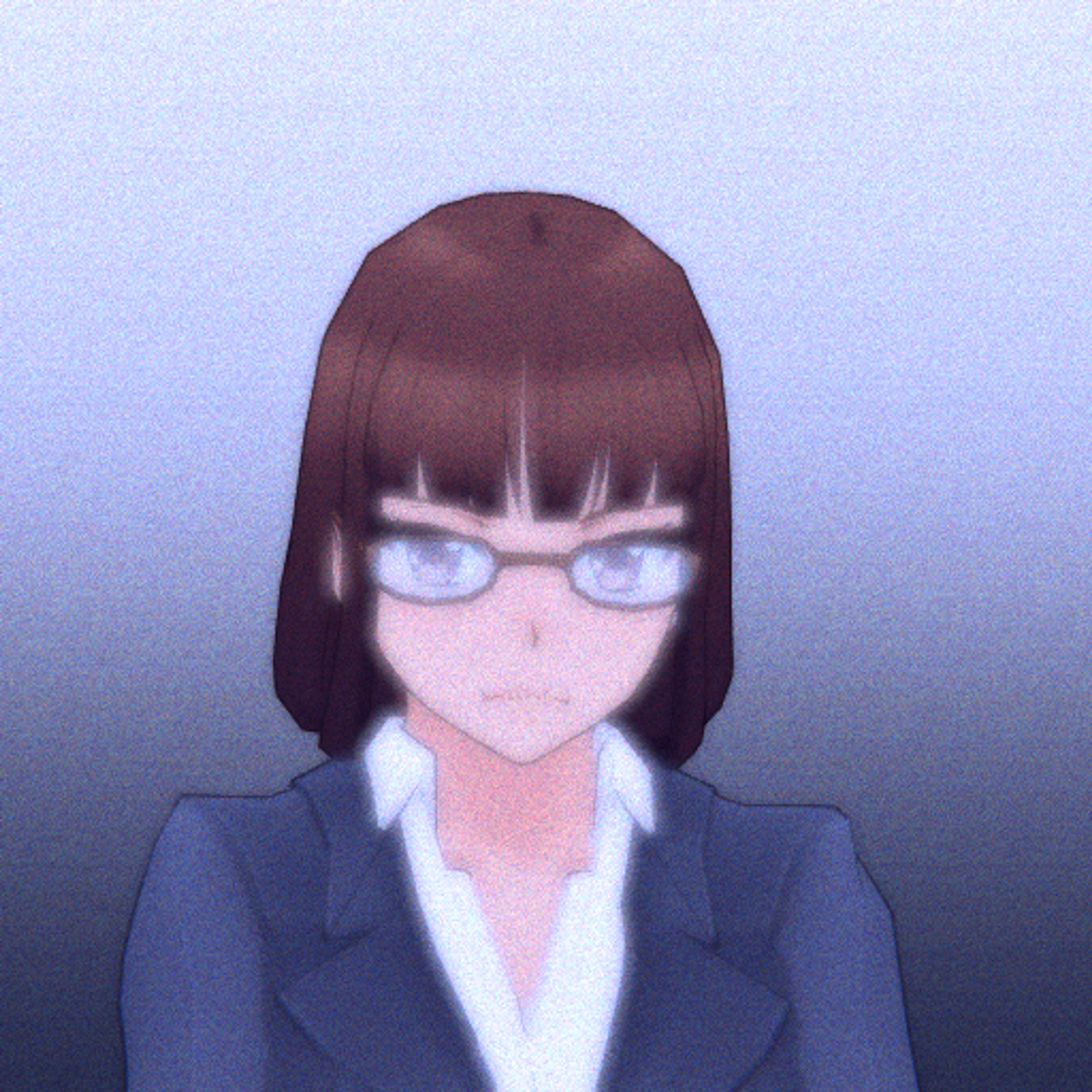 A serious-looking woman in a gray suit with short dark hair and glasses, appearing to be an authority figure.