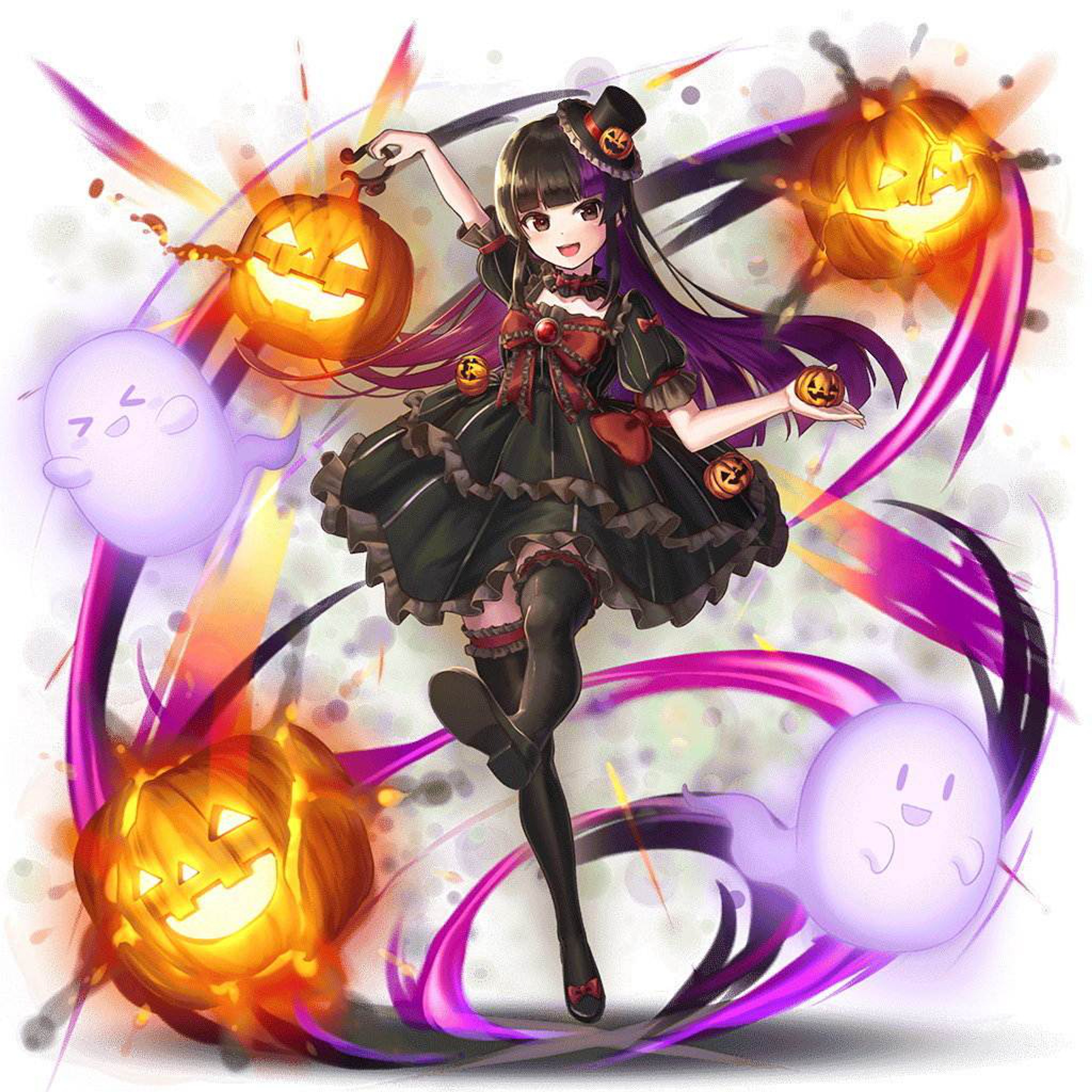 A dark magical girl character named Forte surrounded by magical effects