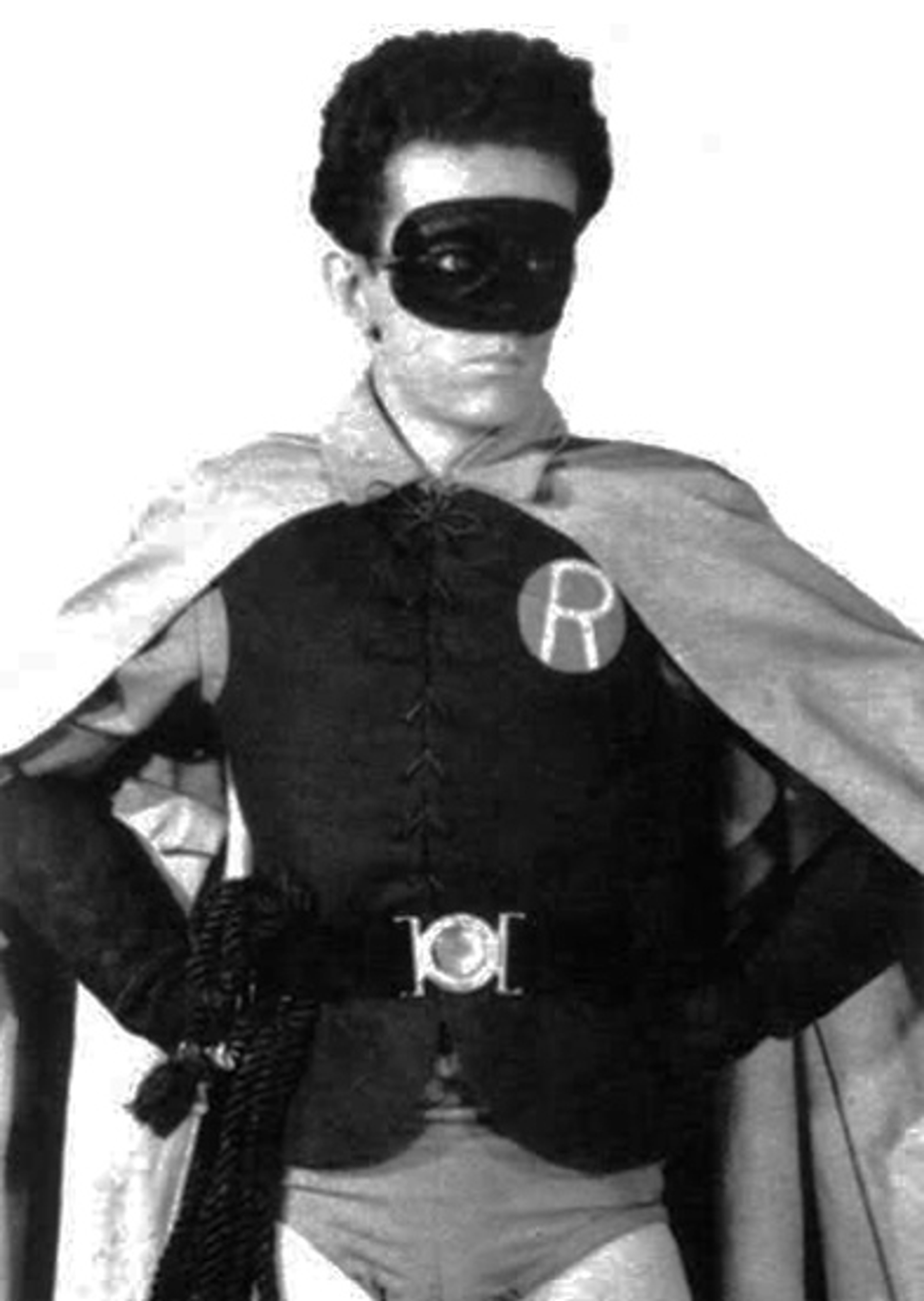 A man in a Robin superhero costume