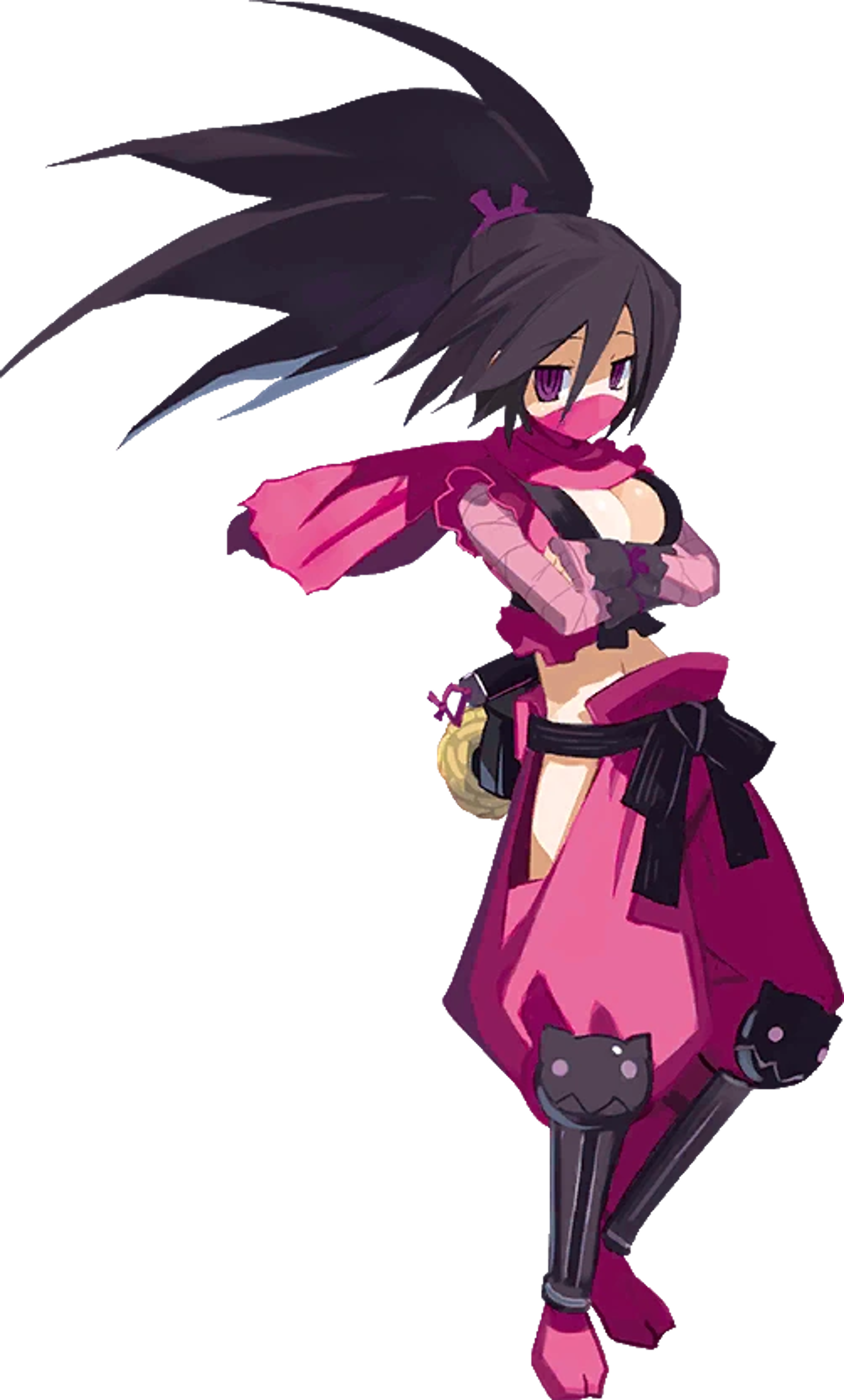 An anime-style character in a pink outfit striking a dynamic pose