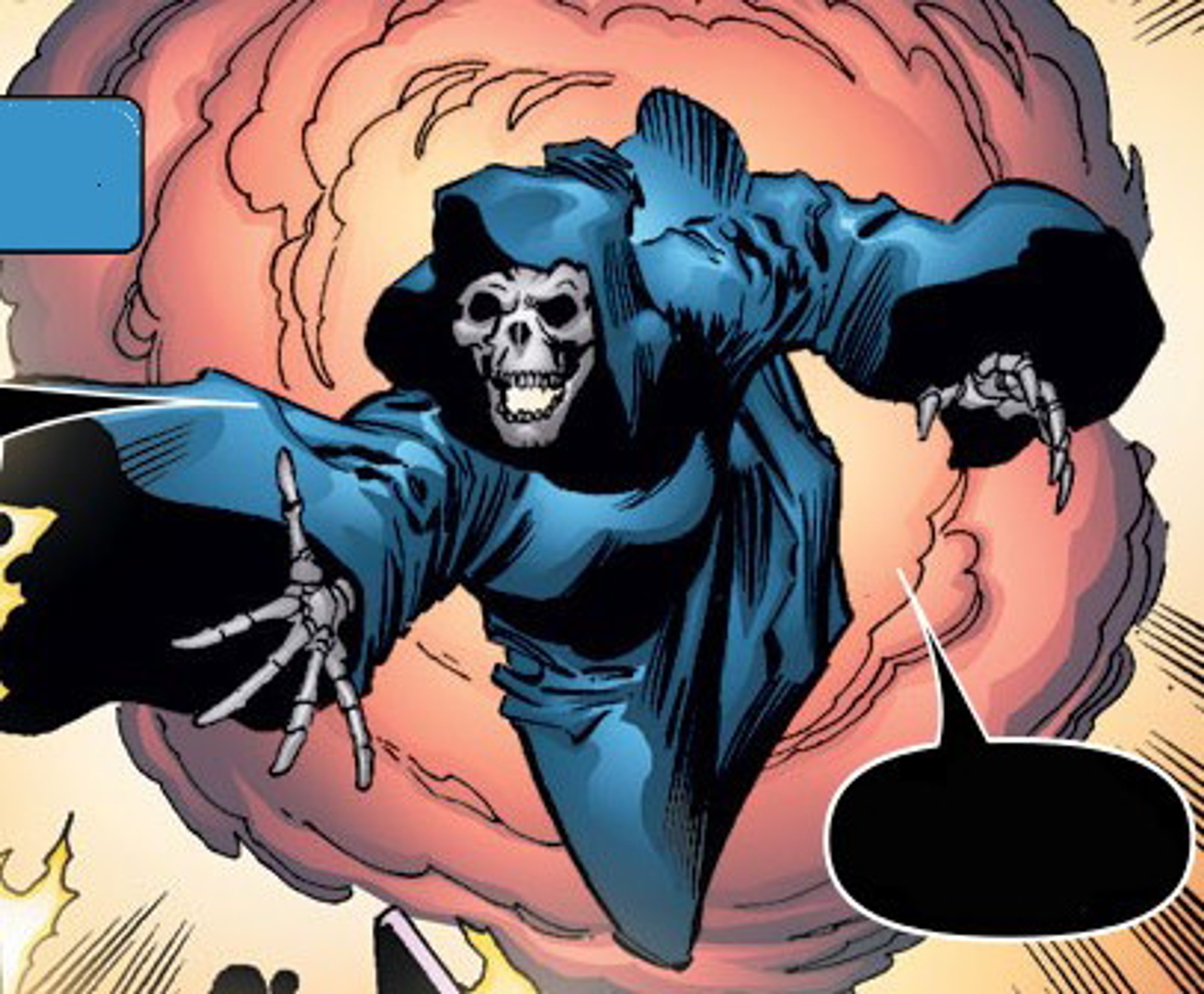 A skeletal, robed figure representing the cosmic entity Death from Marvel comics