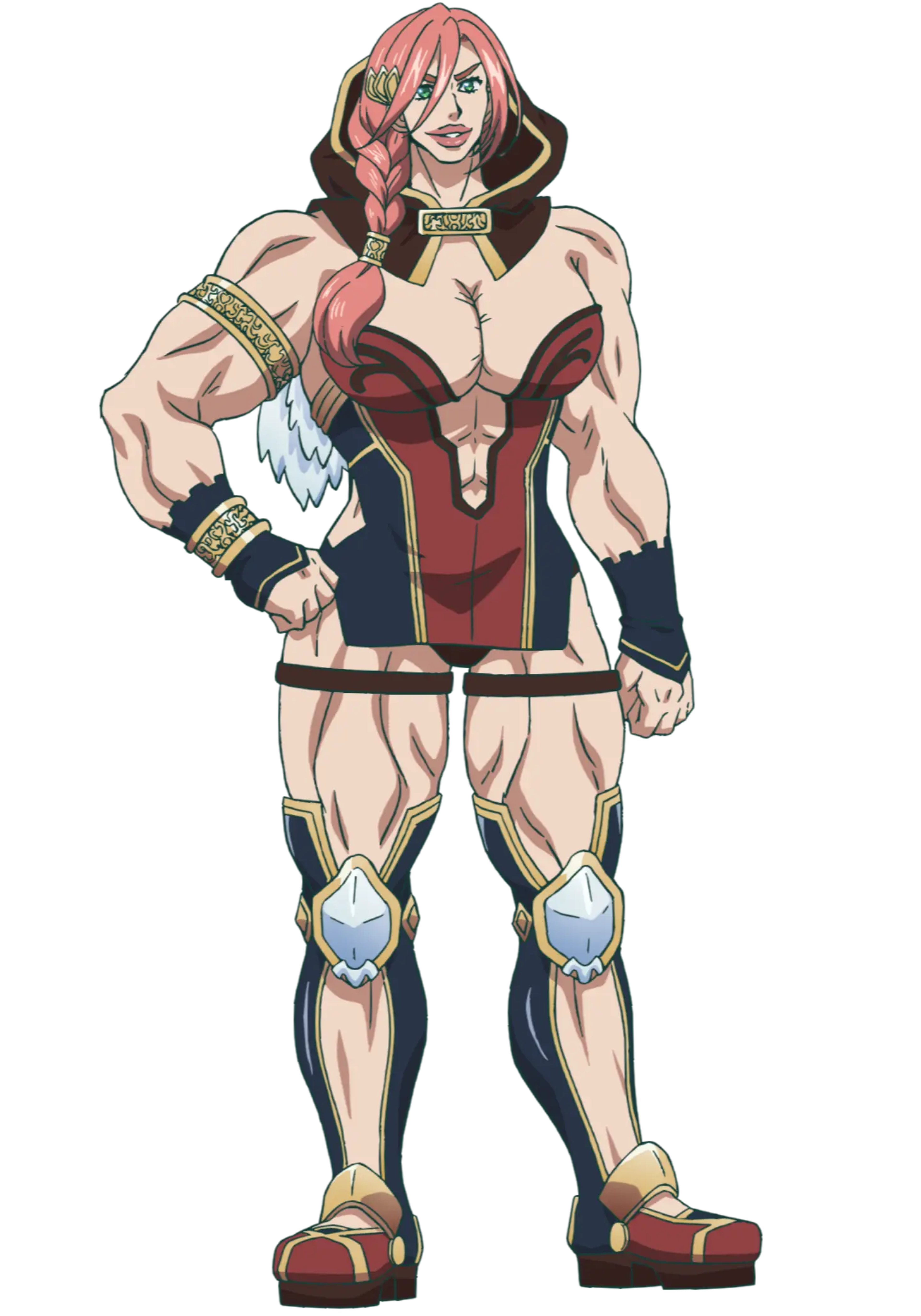 Muscular pink-haired Valkyrie from Norse mythology