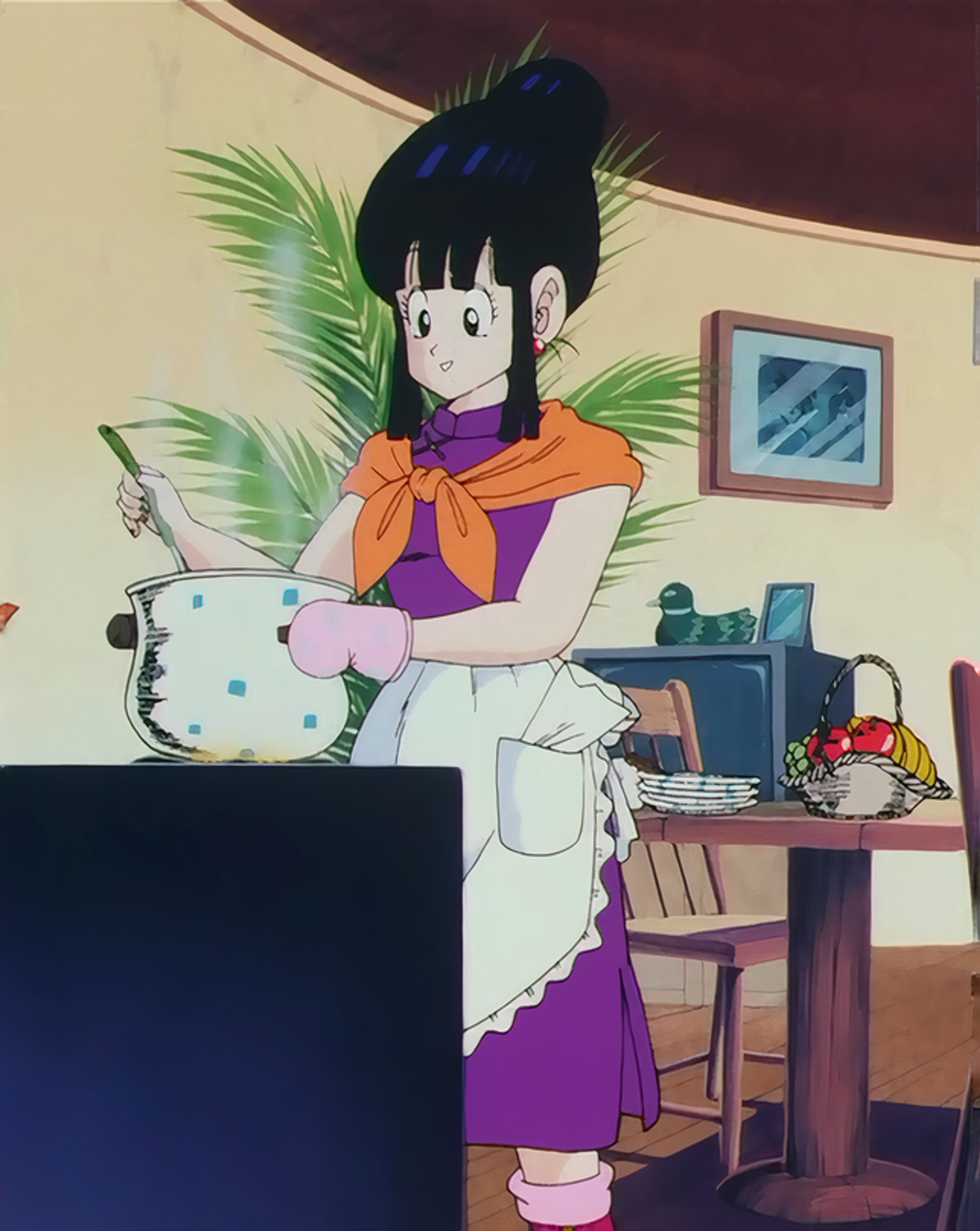 She was raised by her father, the Ox-King, in isolation until meeting Goku as a child.,Chi-Chi fell in love with Goku and insisted he marry her, which he obliviously agreed to later in life.,She gave birth to and raised their son Gohan, hoping he'd have a more scholarly life than his father.