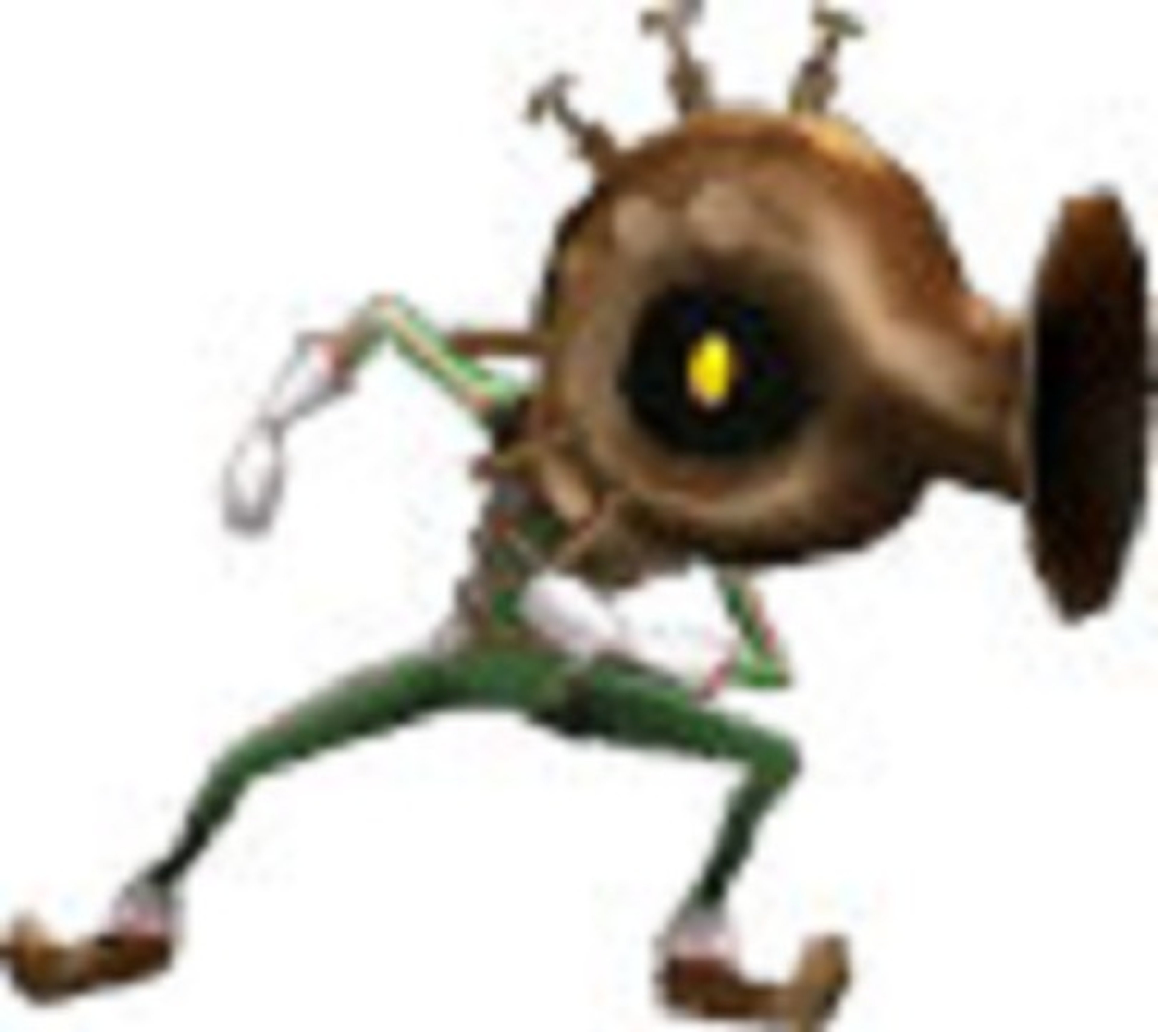 A whimsical, wind-manipulating enemy creature from the Super Smash Bros. universe, with a horn-shaped head and a cheerful skipping movement.
