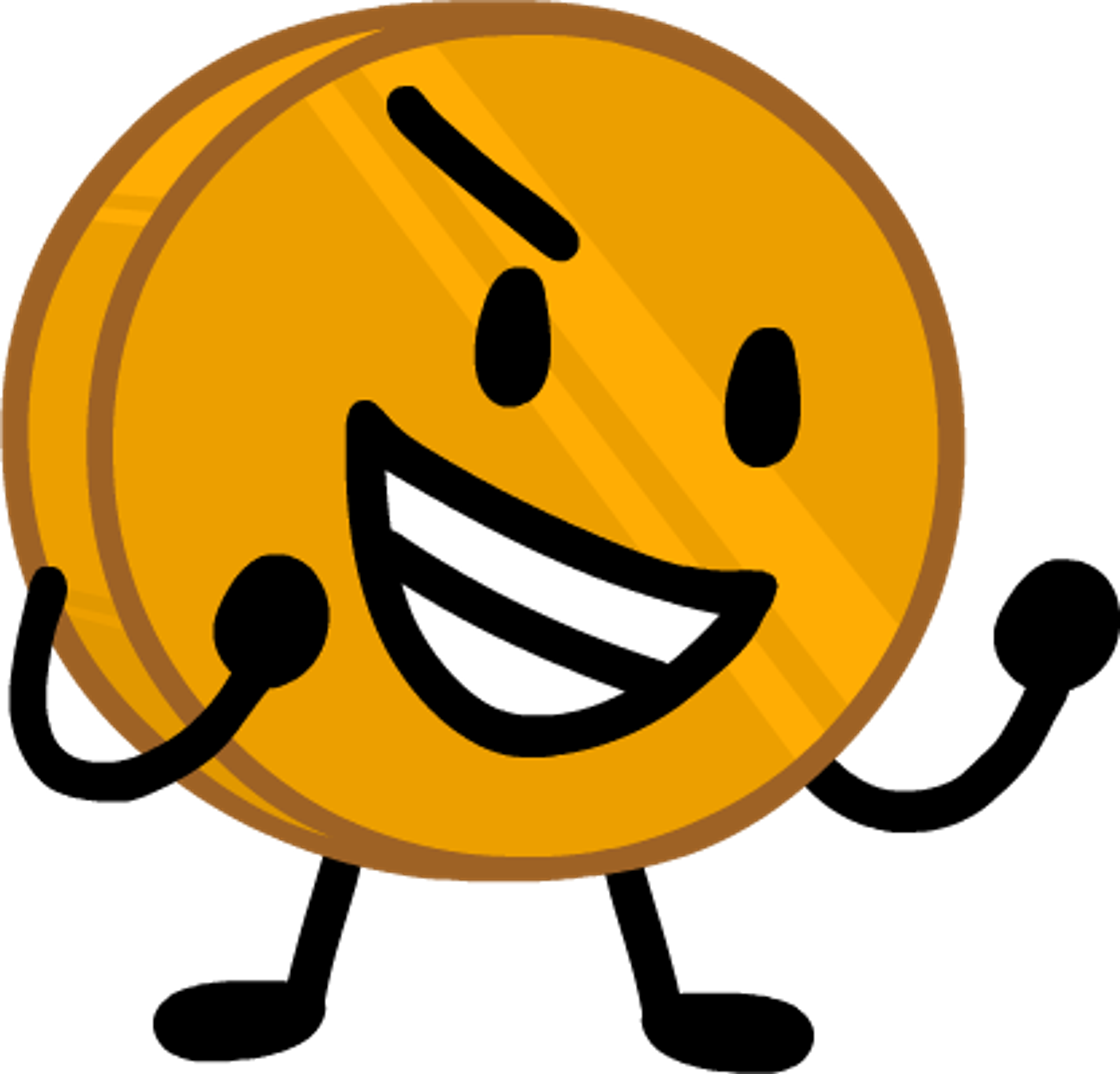 A smiling yellow coin character