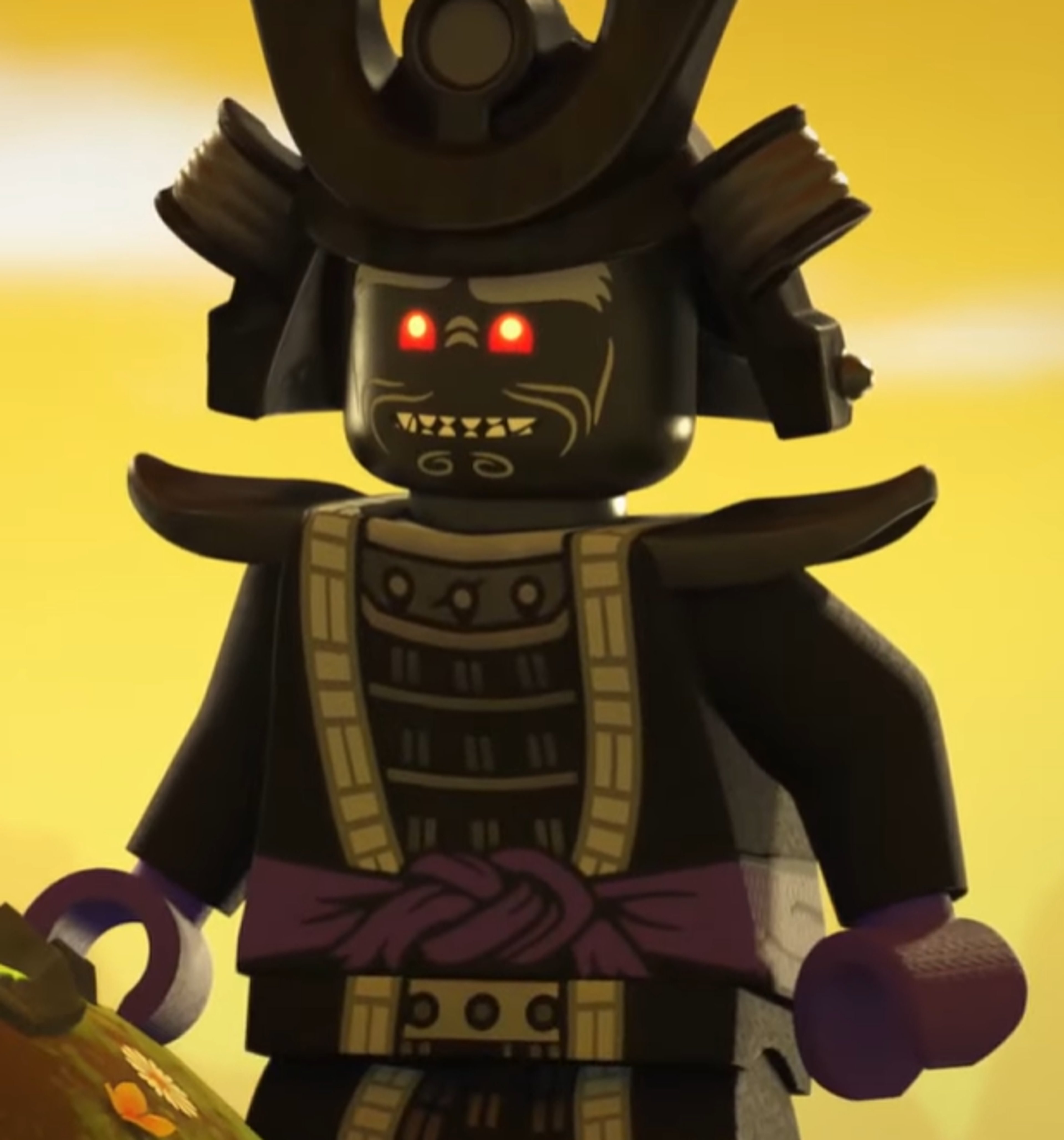 A LEGO minifigure of the character Lord Garmadon, the Master of Destruction from the Ninjago universe.