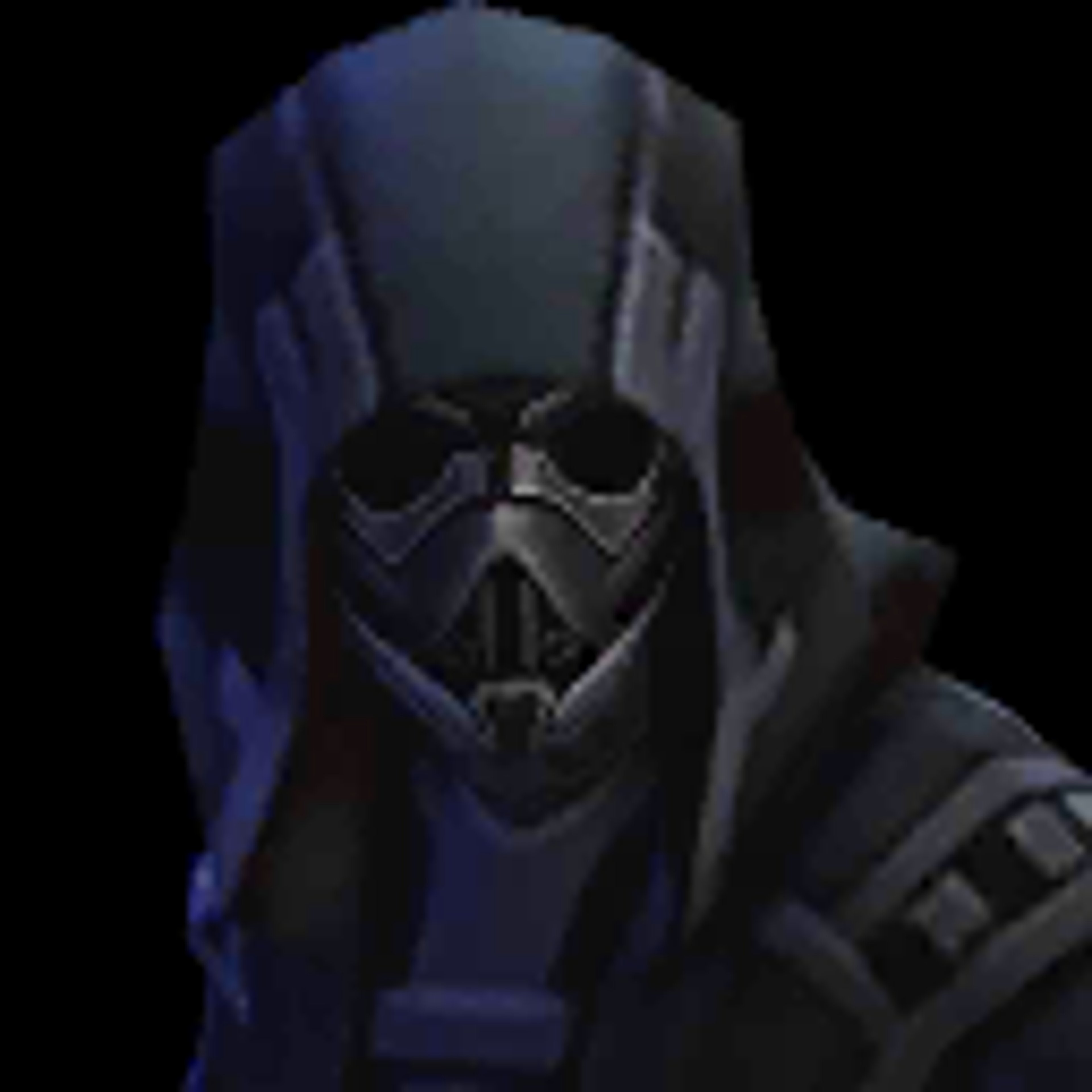 A Sith assassin character wearing dark armor with red accents and a distinctive mask covering their face.