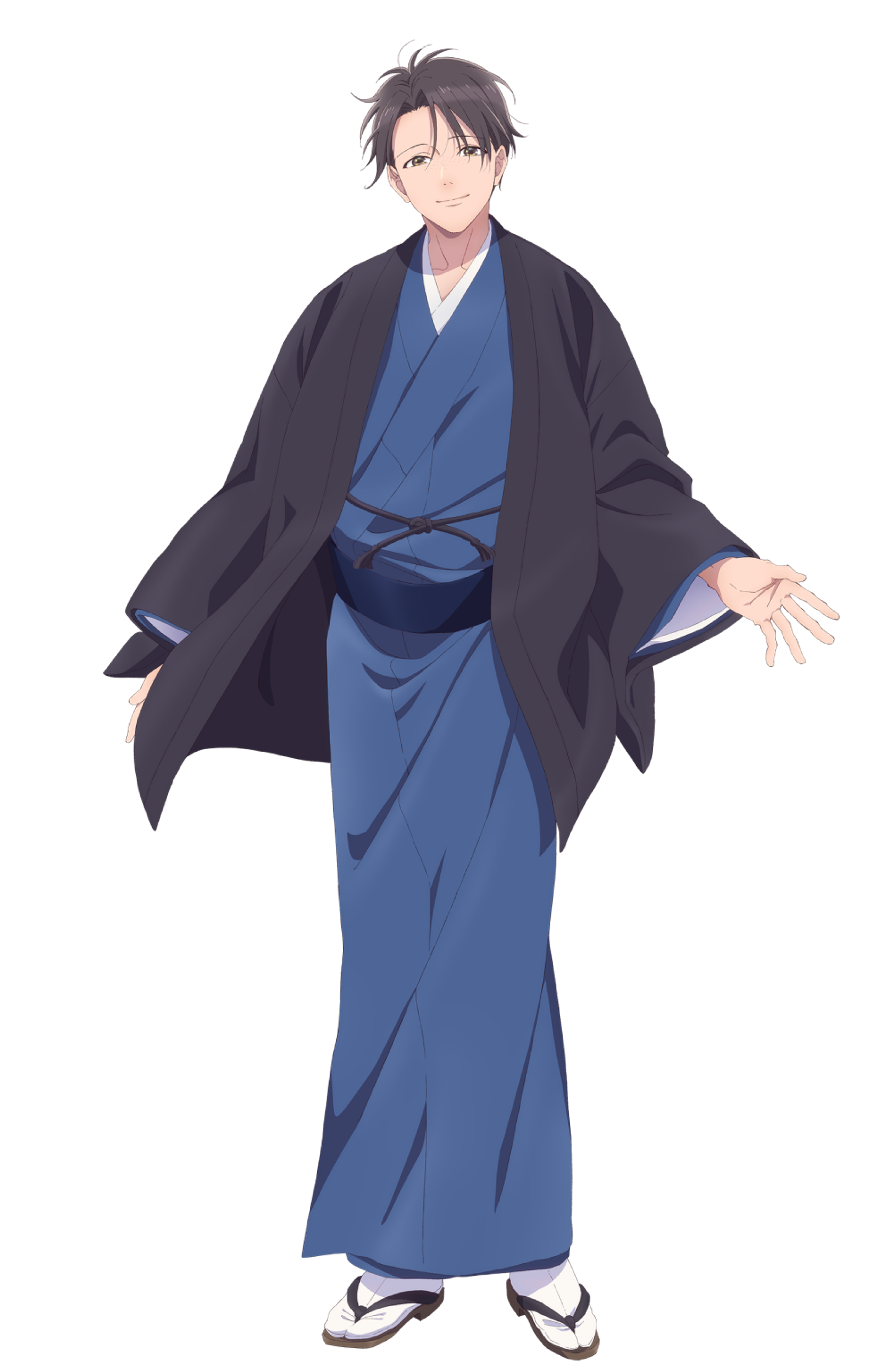 A young man in traditional Japanese clothing with a kind expression