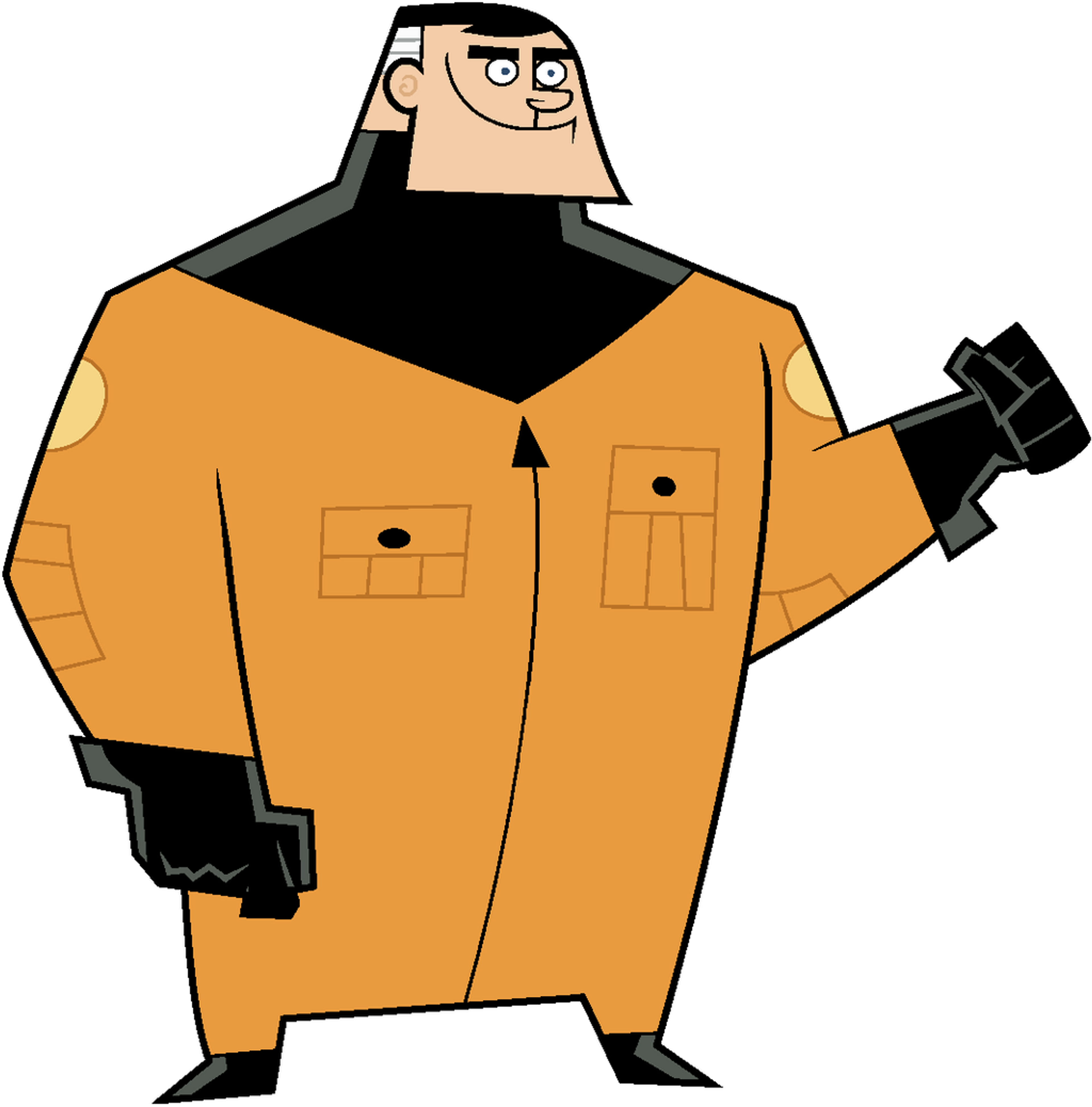 A man in an orange hazmat suit with a determined expression